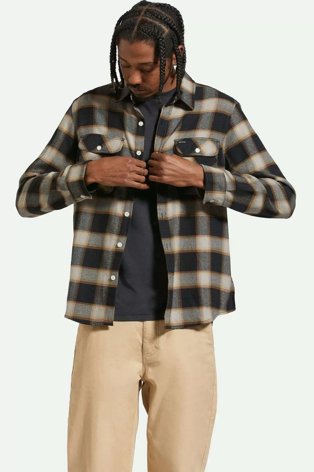 Brixton Bowery - Flanella Bottoni Manica Lunga Edizione 20º Anniversario | Camicie Casual Autunno/Inverno