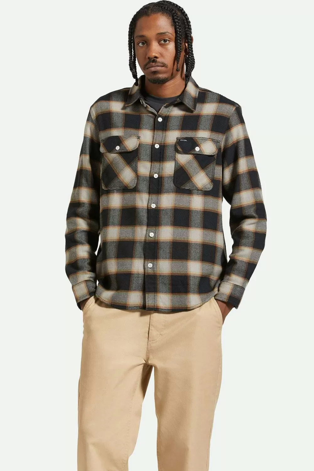 Brixton Bowery - Flanella Bottoni Manica Lunga Edizione 20º Anniversario | Camicie Casual Autunno/Inverno