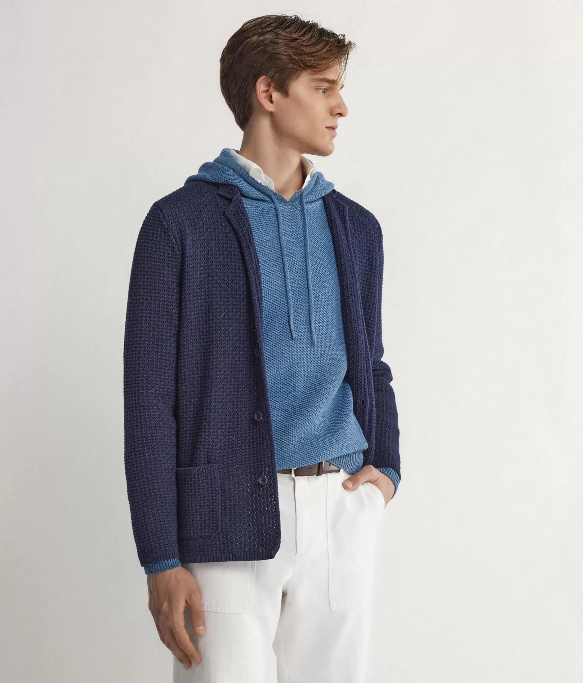 Falconeri Giacchetta in Maglia Basket Blu - Modello 8019 | Outlet Primavera