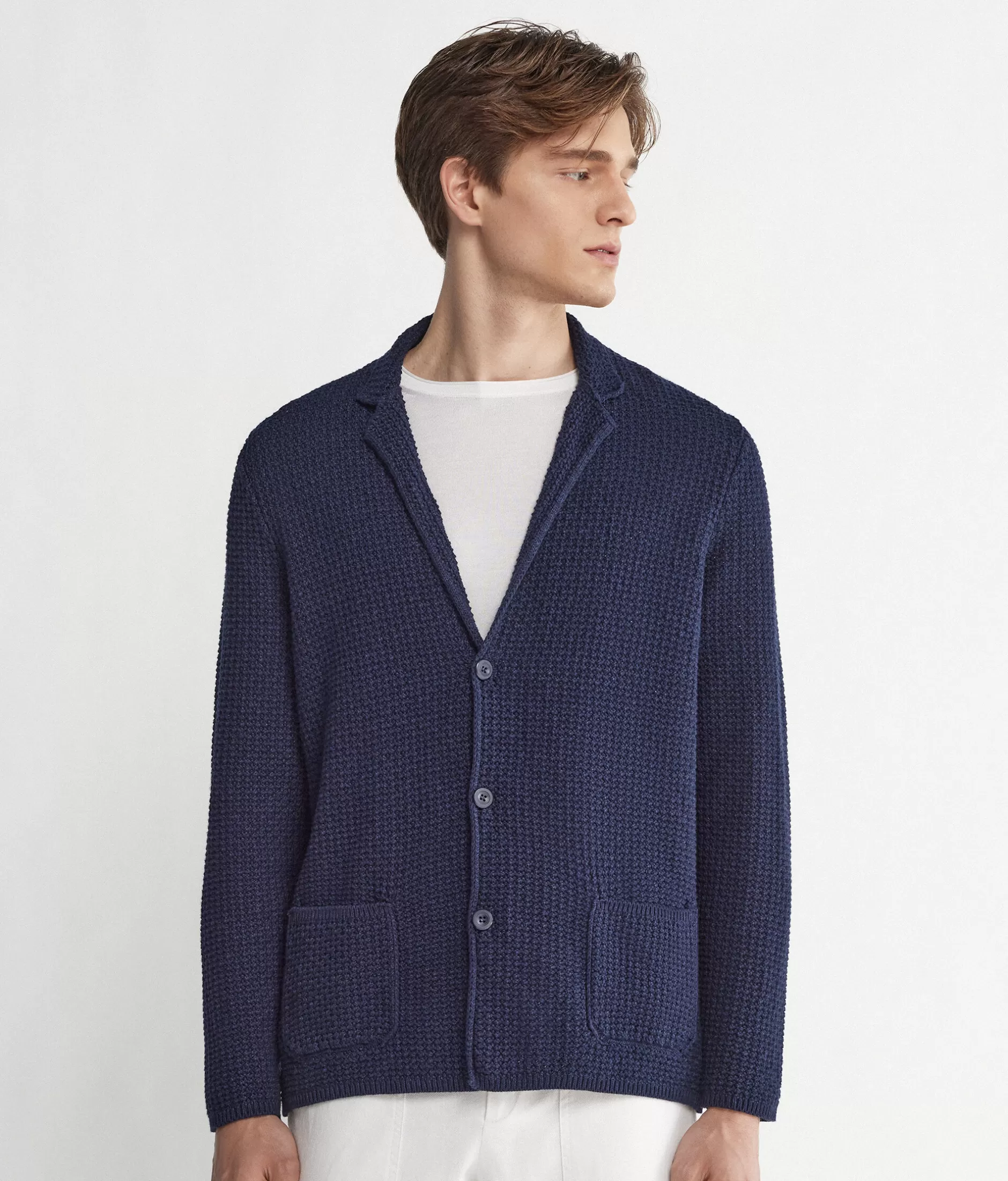 Falconeri Giacchetta in Maglia Basket Blu - Modello 8019 | Outlet Primavera