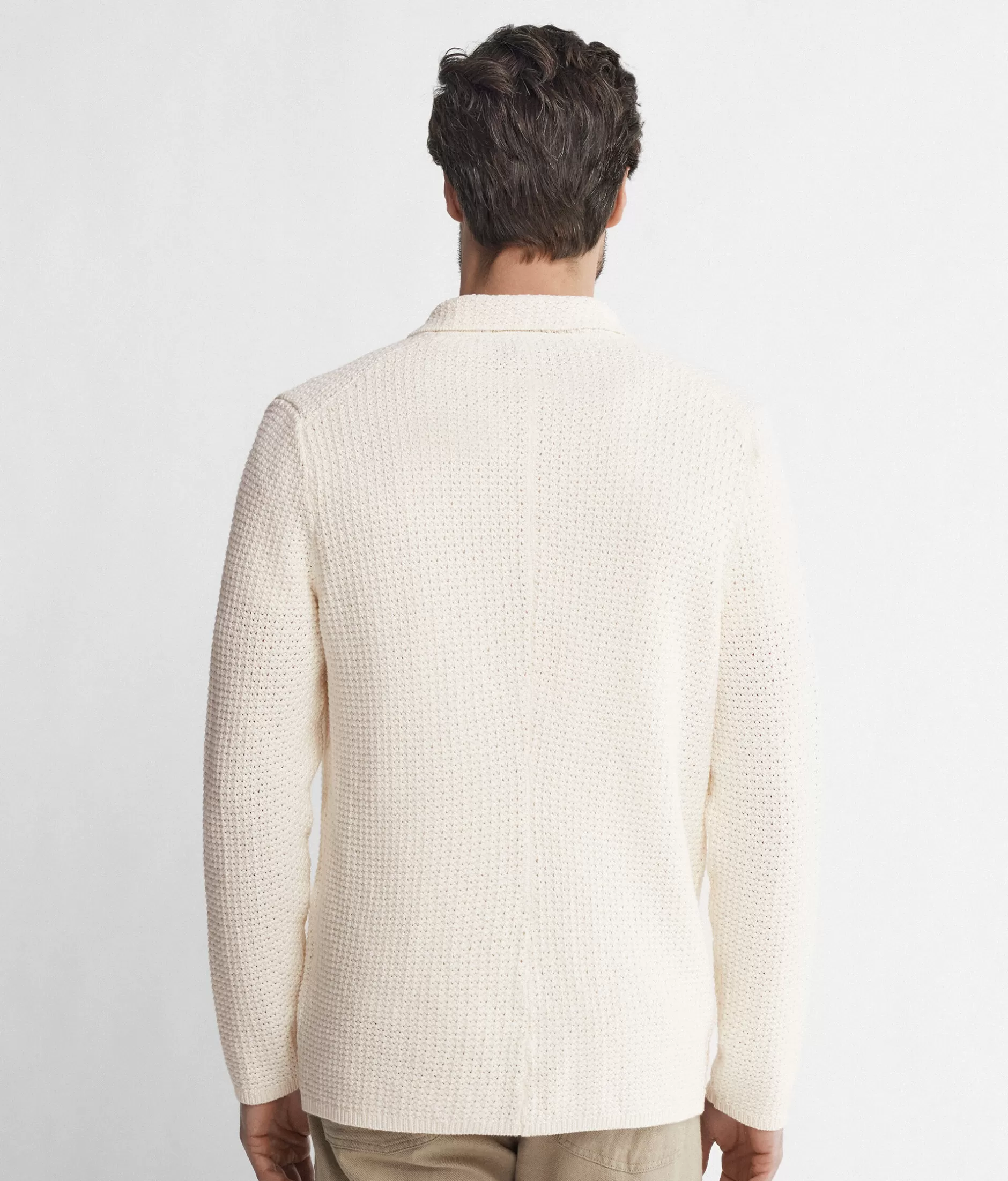 Giacca Falconeri in Maglia Trama Basket Cod. 8182 - Lana Merino Confortevole Autunno/Inverno 2023, Colore Crema Naturale con Rifiniture Morbide