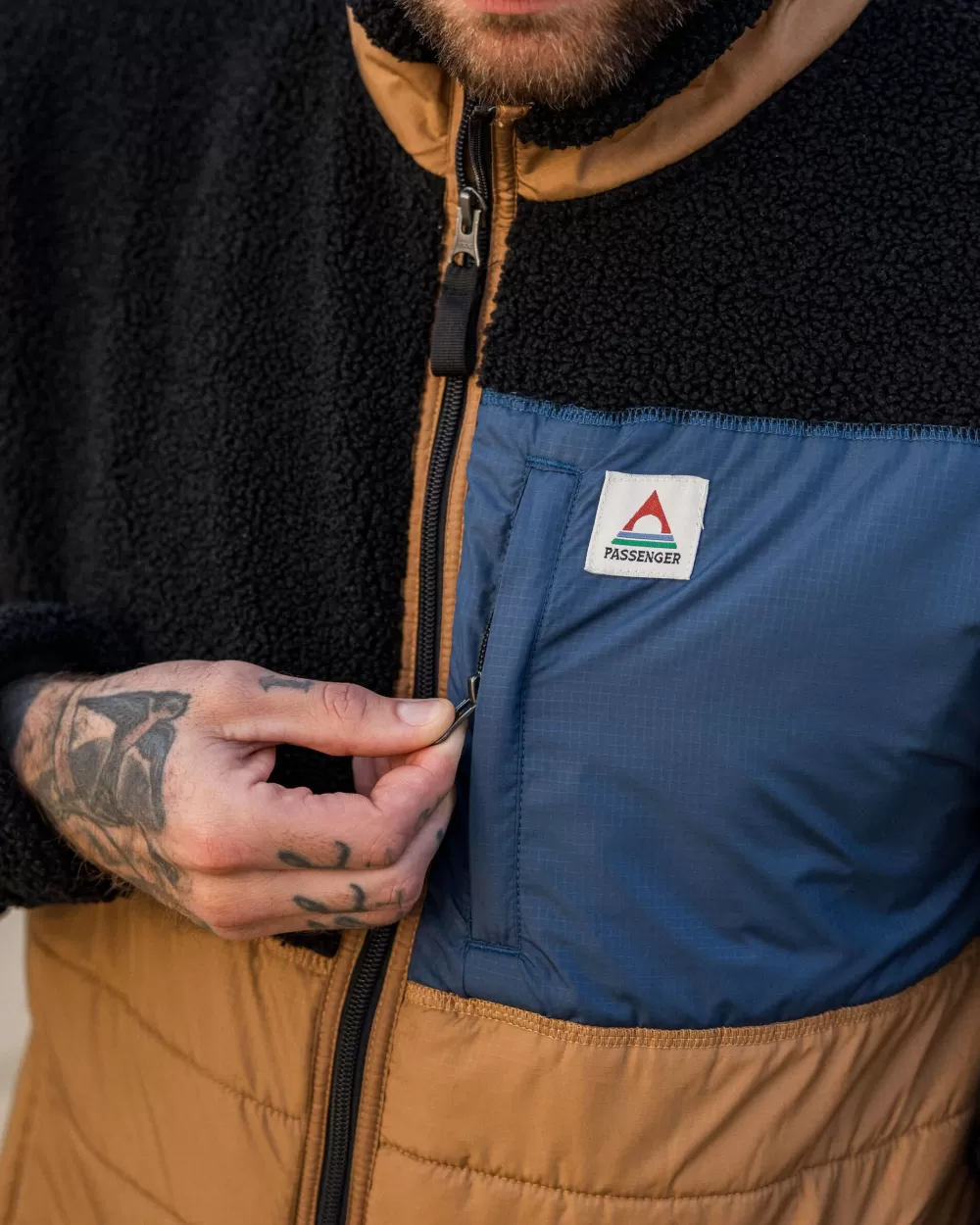 Floris van Bommel Esploratore Naturale - Giacca Sherpa Eco-Tessuto con Rivestimento Morbido e Interno in Pile, Abito per Avventure Sostenibili
