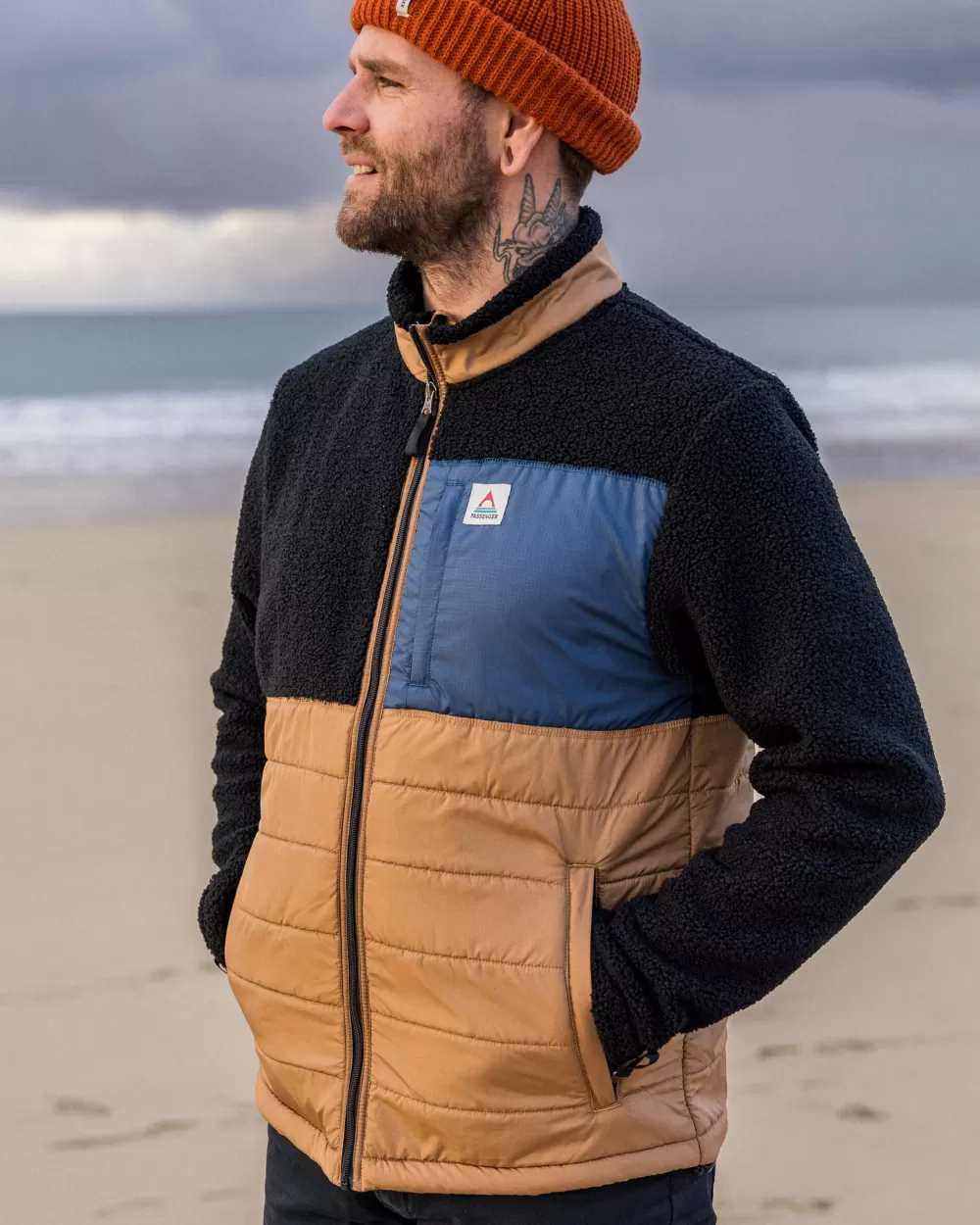 Floris van Bommel Esploratore Naturale - Giacca Sherpa Eco-Tessuto con Rivestimento Morbido e Interno in Pile, Abito per Avventure Sostenibili
