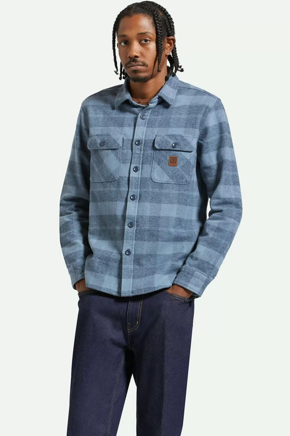 Brixton Bowery Camicia in Flanella Peso Massimo - Manica Lunga con Bottoni, Stile Classico e Confortevole per Tutto il Giorno
