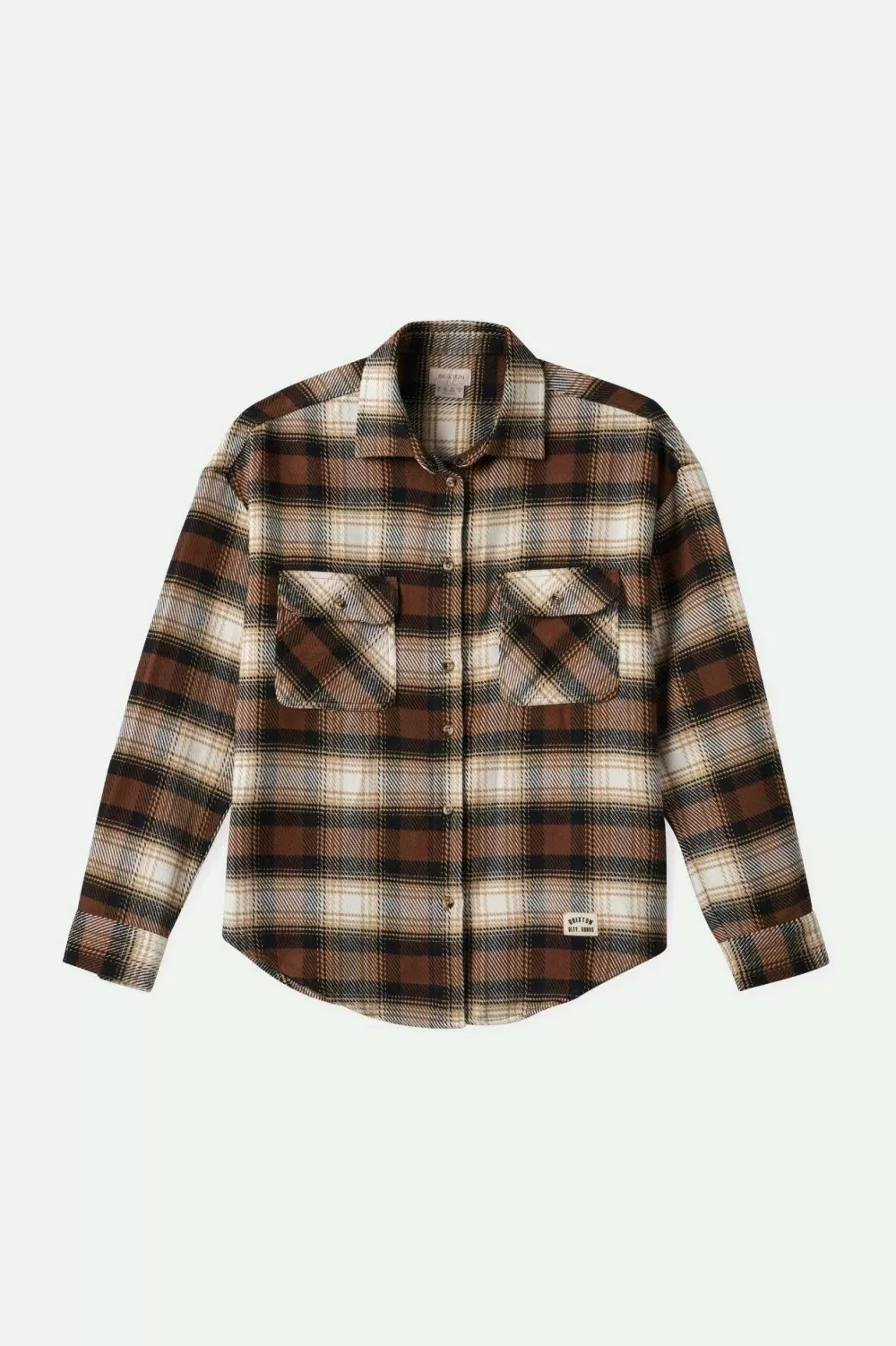 Brixton Bowery Camicia Donna in Flanella Classica con Bottoni - Manica Lunga Autunno/Inverno