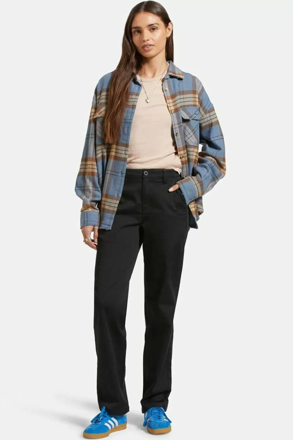Brixton Bowery - Camicia Elegante Lunga Manica in Flanella per Donna, Confortevole e Stilosa | Top Autunno/Inverno con Bottoni, Moda Casual Femminile