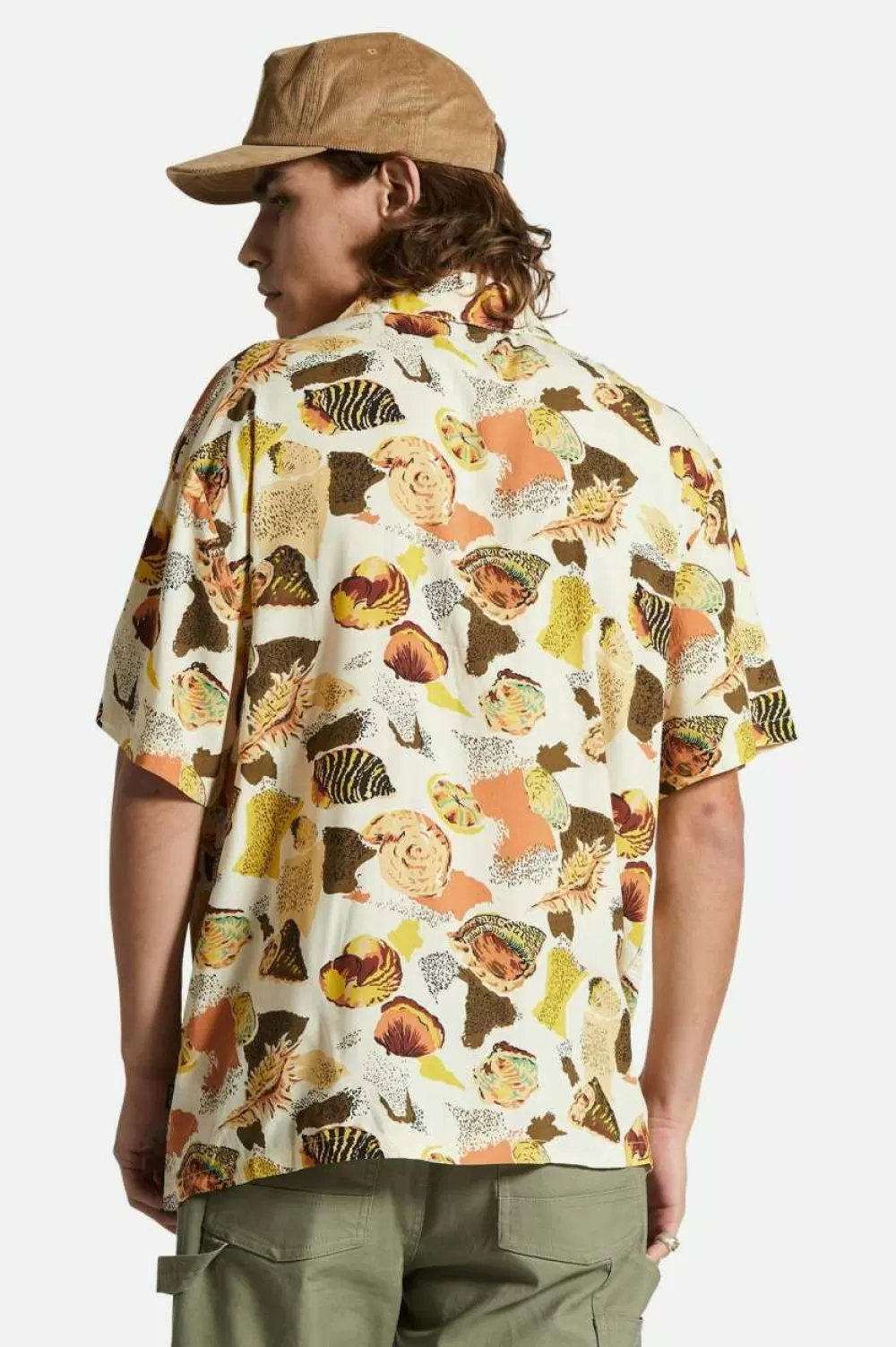 Brixton Bunker - Camicia Camp Collar Primavera/Estate in Tessuto Lavorato con Dettagli Artigianali, Stile Casual per Outdoor e Urbano