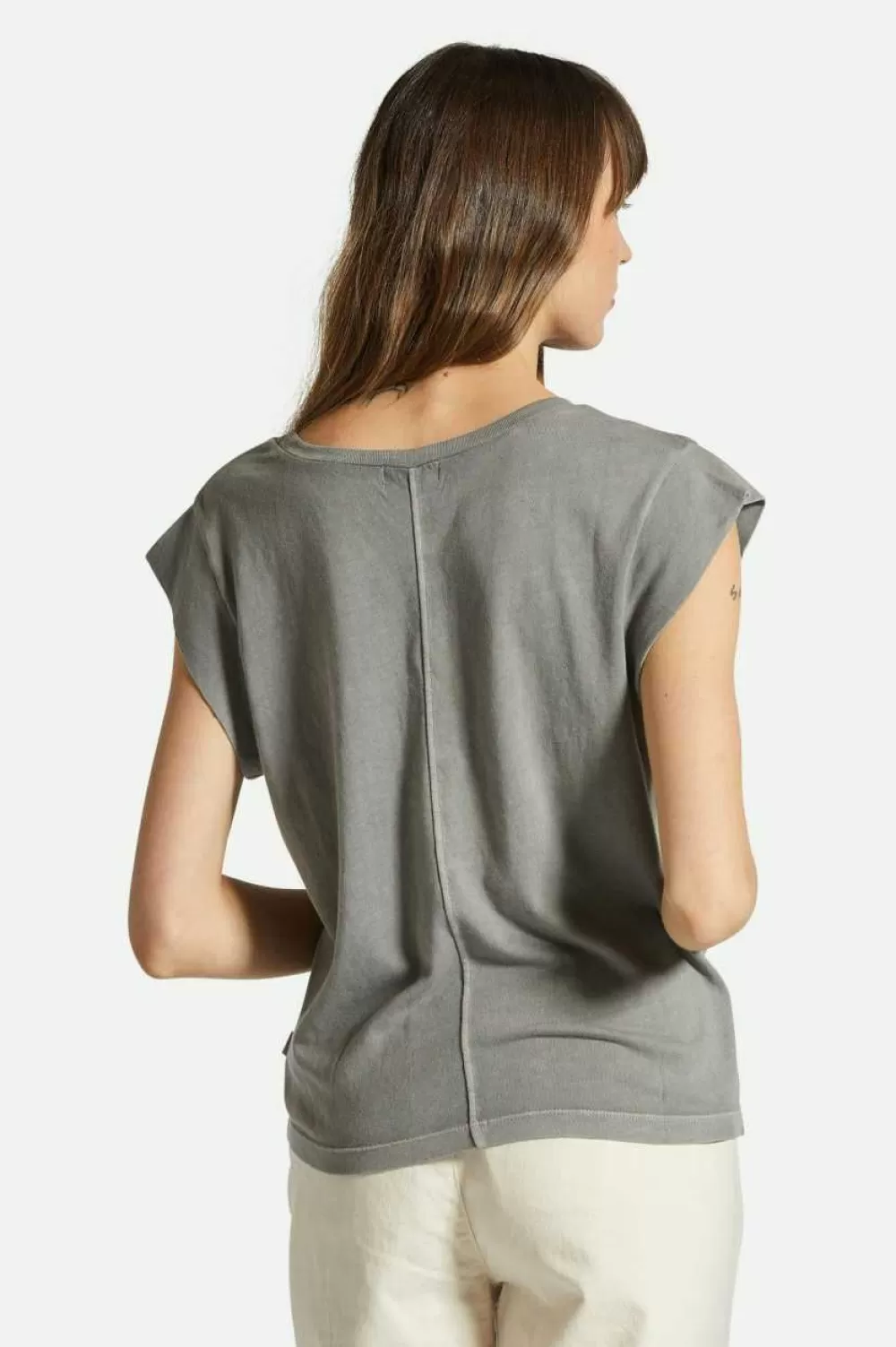 Maglietta Oversize Brixton in Cotone Organico Tinto a Capo - Stile Spensierato per Donna, Taglio Box| Maglie e Canotte da Donna | Top Casual