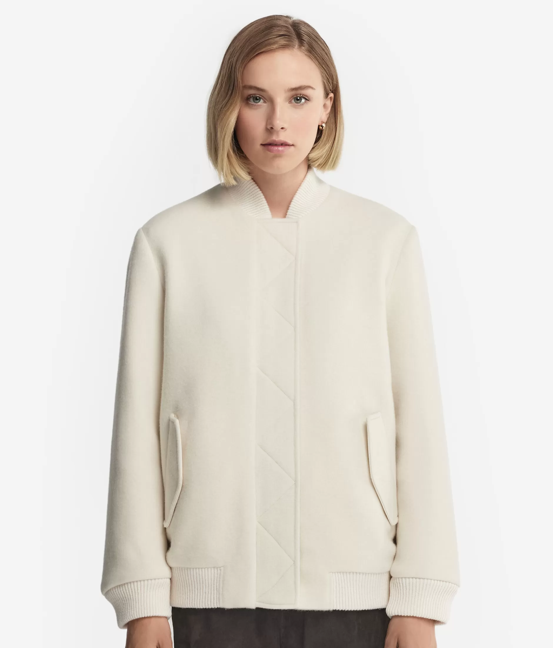 Giacca bomber in puro cashmere Falconeri con dettaglio a fiocco - Bianco elegante detto anche 