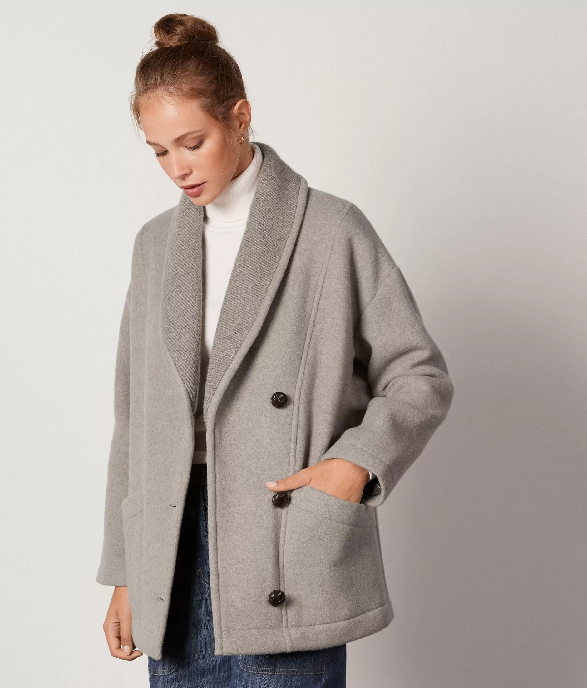 Falconeri Cappotto in Cashmere Lussuoso - Morbido e Leggero per l'Inverno, Color Sabbia Naturale