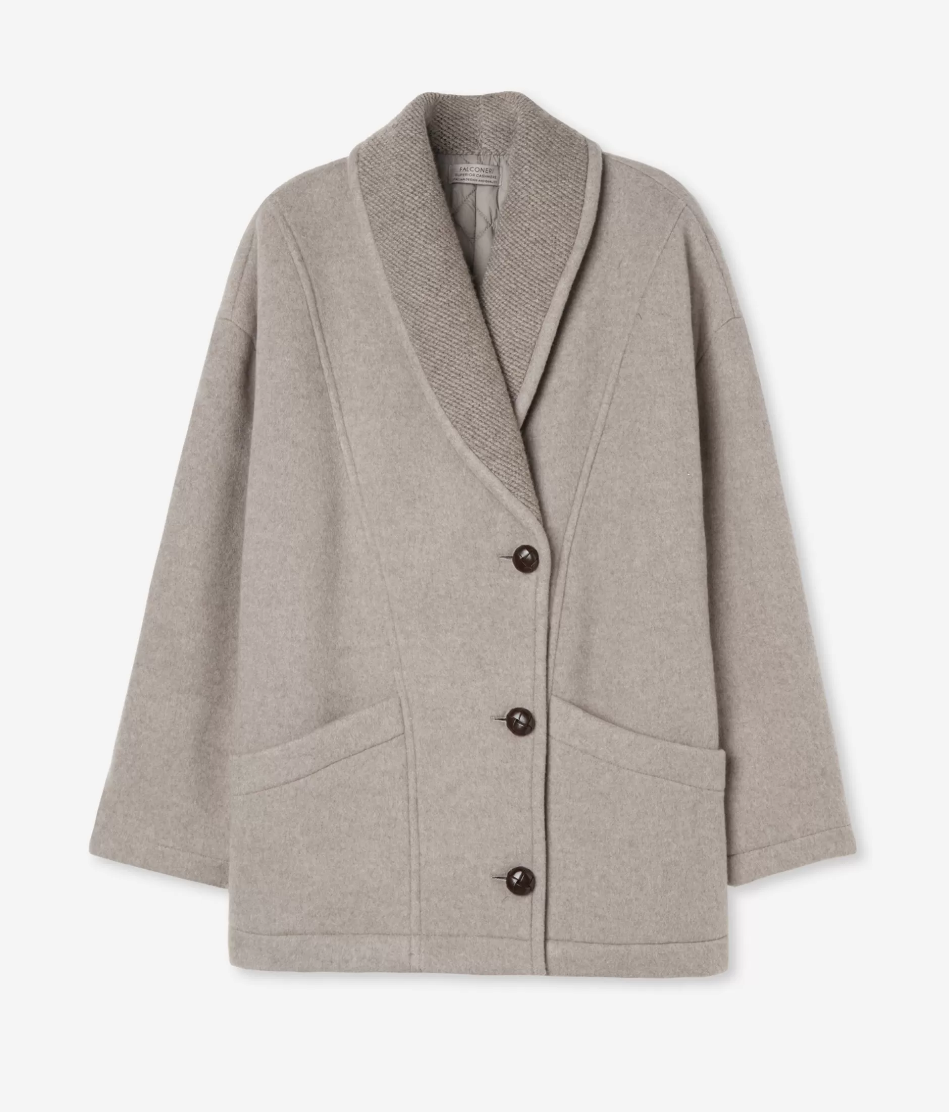 Falconeri Cappotto in Cashmere Lussuoso - Morbido e Leggero per l'Inverno, Color Sabbia Naturale