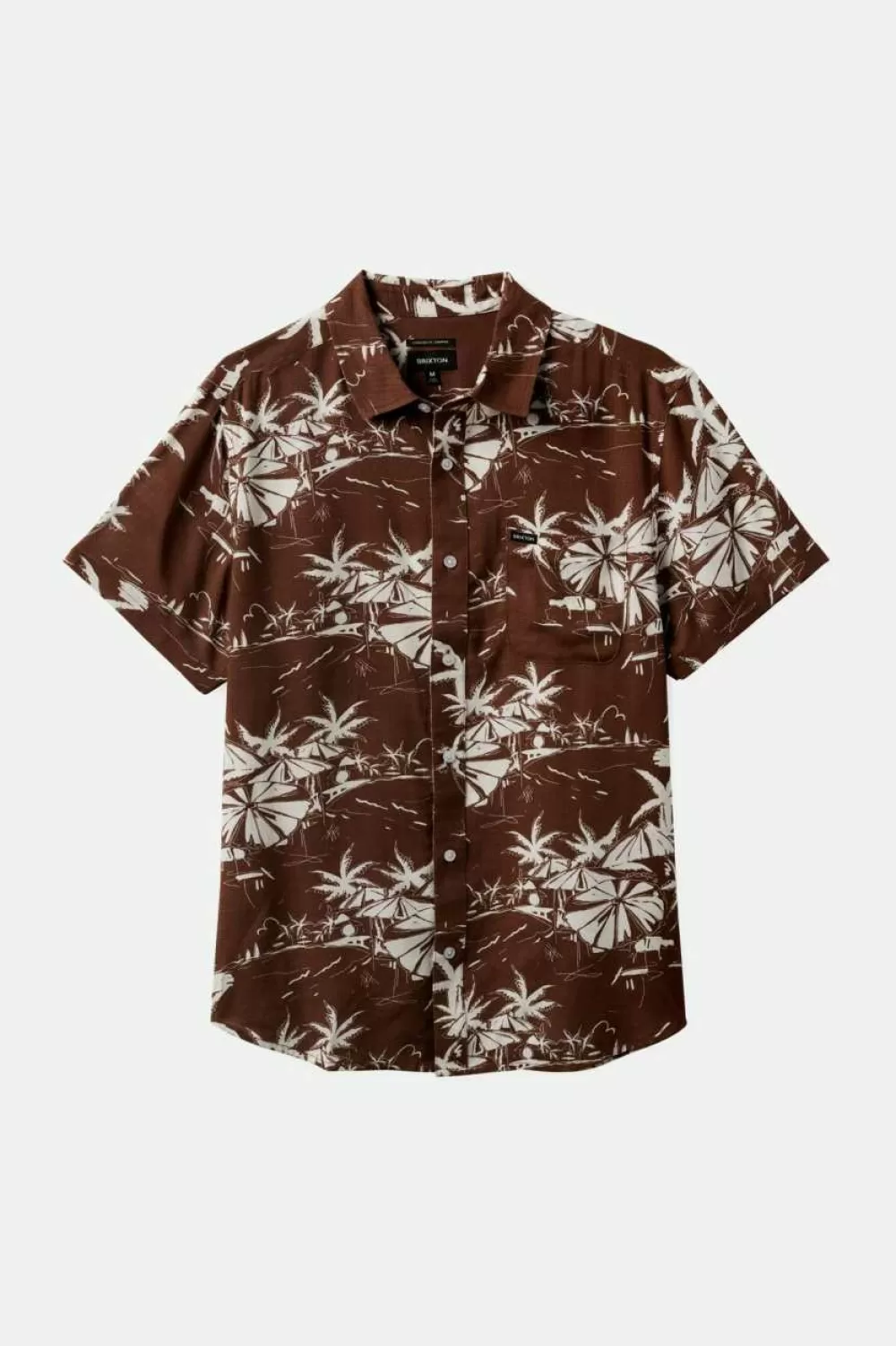 Brixton Camicia Slub Charter Manica Corta - Tessuto Trama Ruvida con Bottoni Frontali
