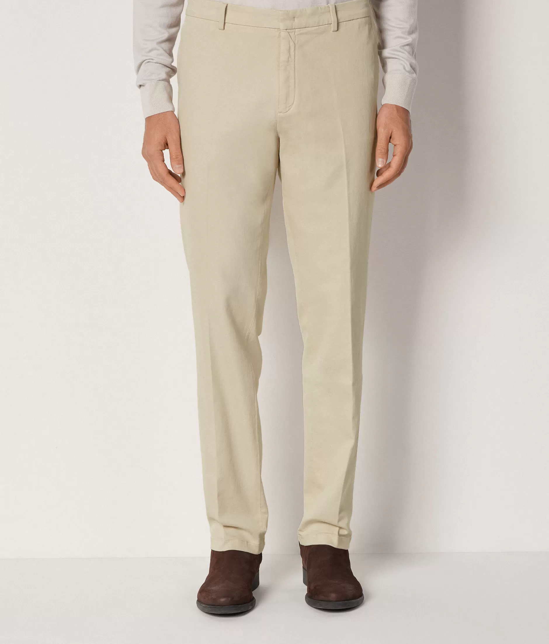 Falconeri Saldi - Pantaloni Chino Bianco 8756 in Tintura a Capo Alabastro, Conforto Classico e Dettagli Eleganti