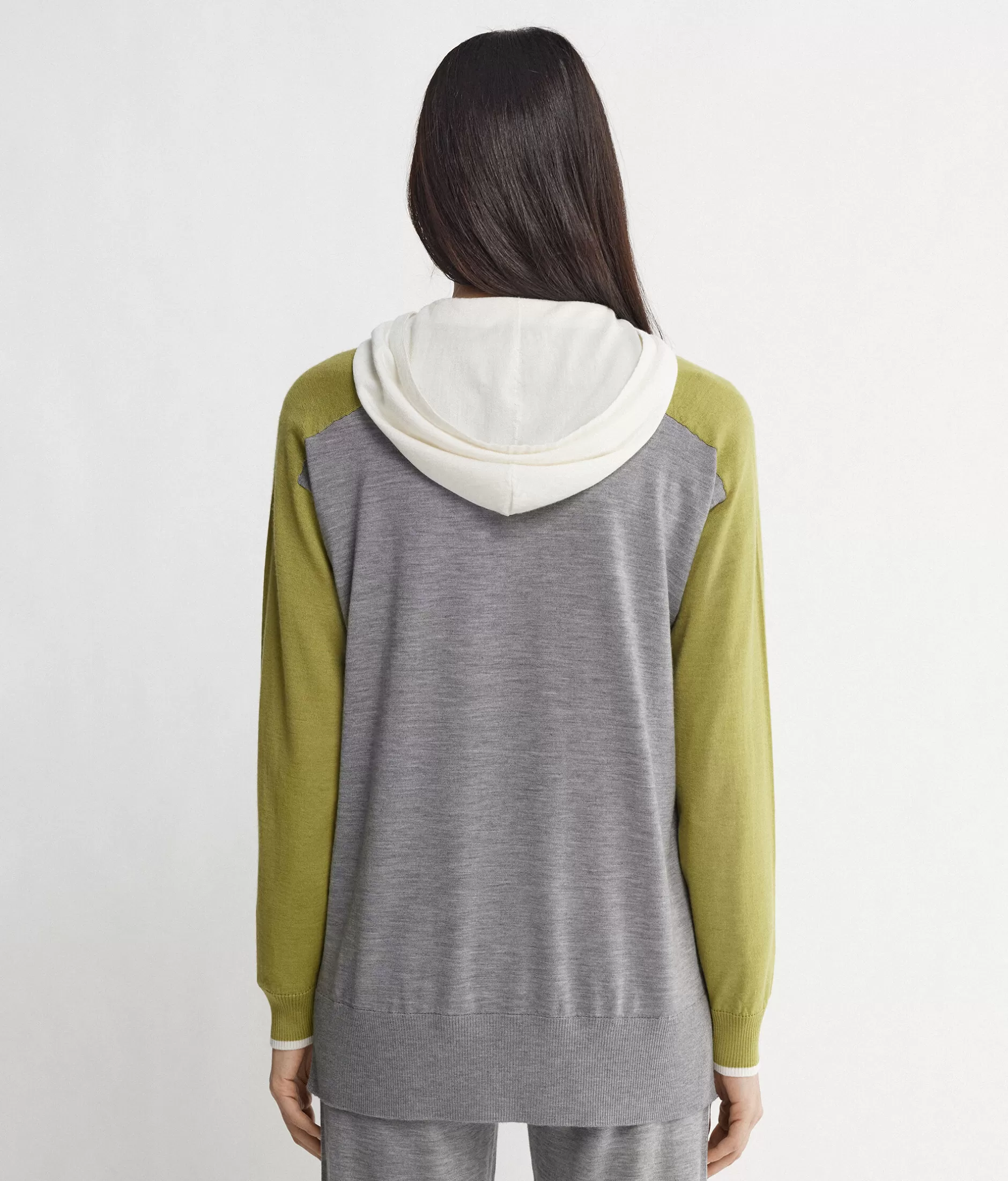 Falconeri - Felpa in Cashmere Premium con Zip e Stampa Color Block, Grigio Melange - Offerta Limitata Autunno 2023