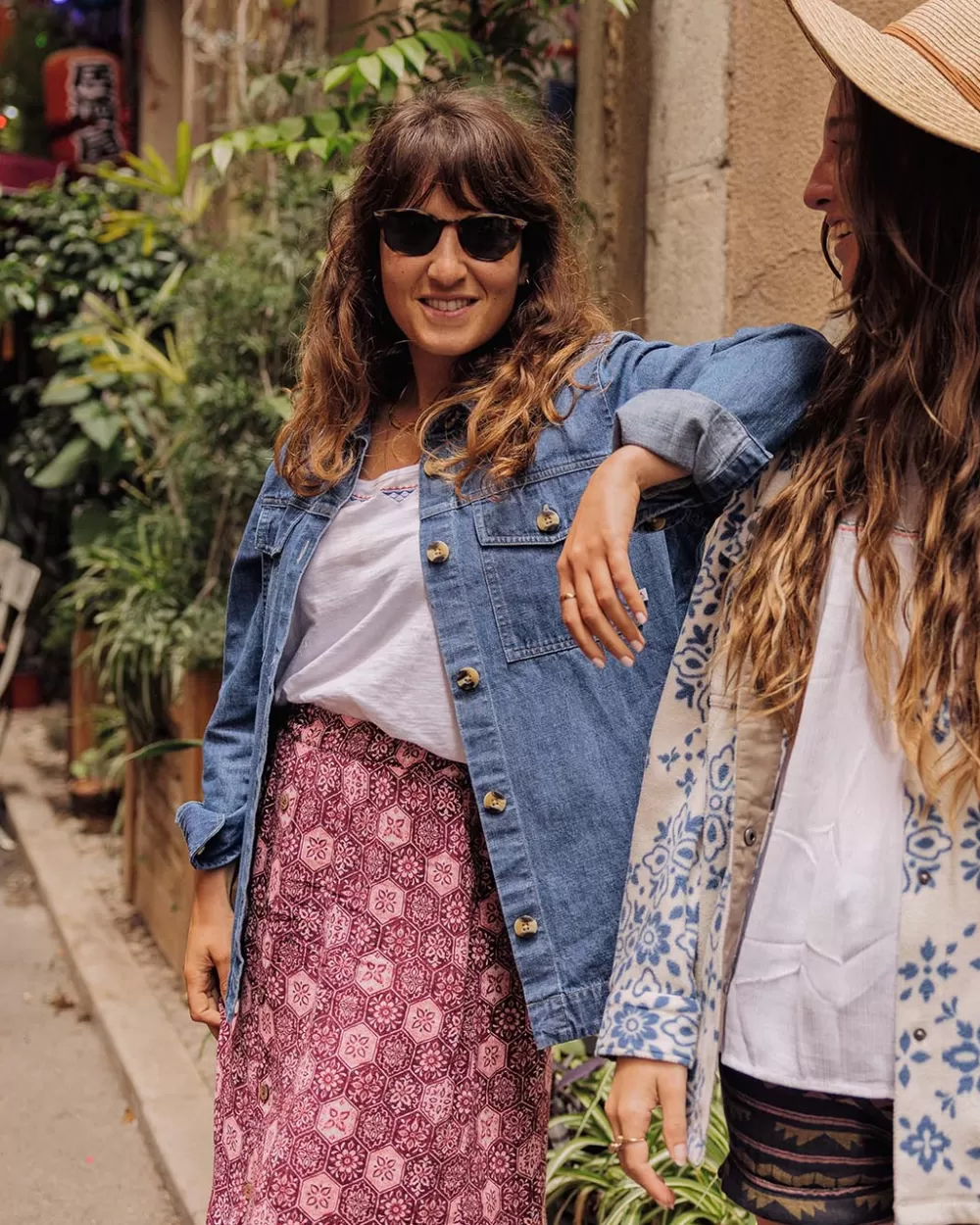 Camicia Donna in Denim di Cotone Corallo - Maniche Lunghe con Stile Casual
