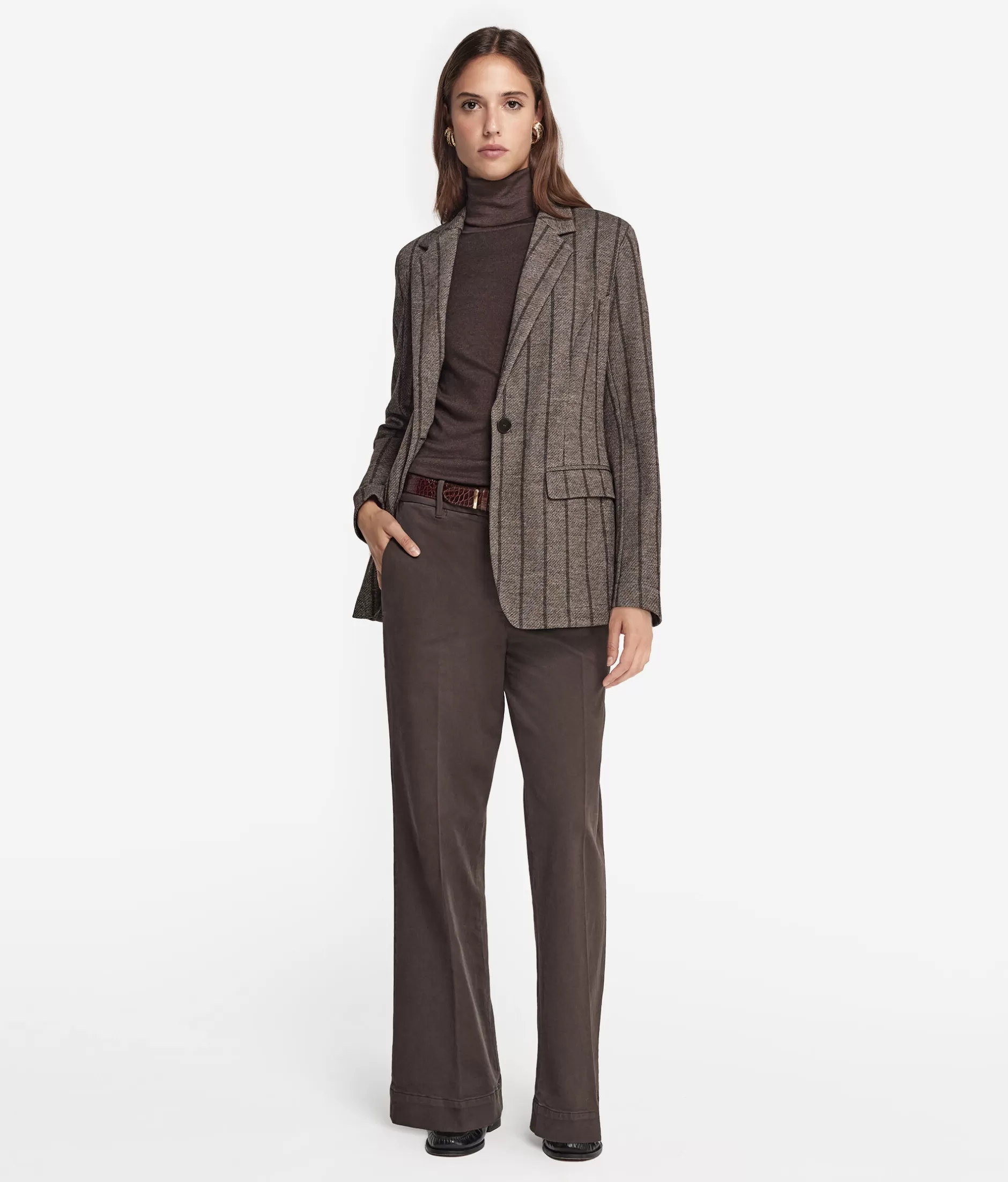Falconeri Giacca Elegante in Lana e Cotone a Righe Sottili - Mod. 8051 Marrone Naturale | Confezione Premium per Stagioni Fredde