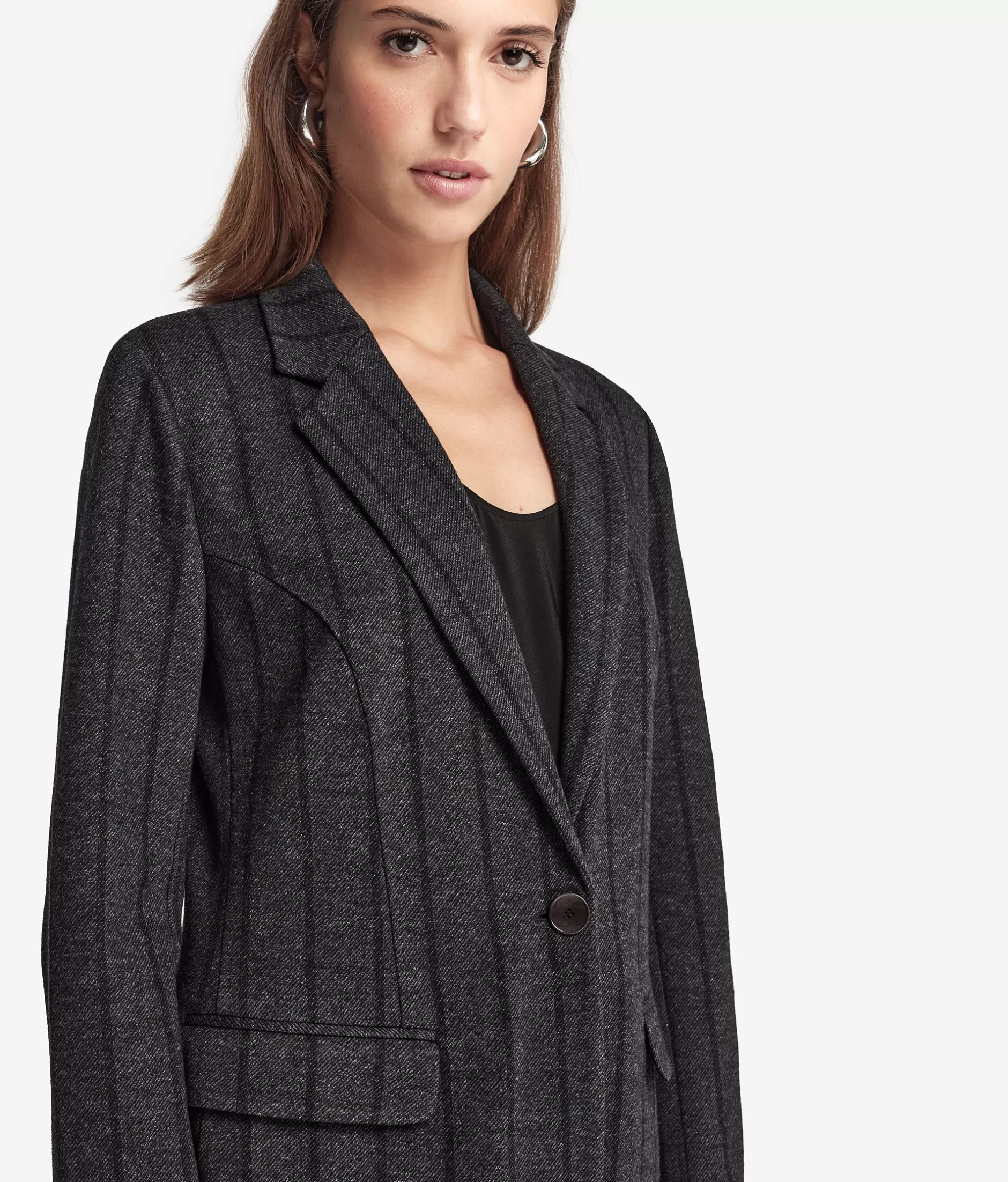 Saldi Falconeri – Giacca in Lana e Cotone Righe Sottili Grigio Antracite