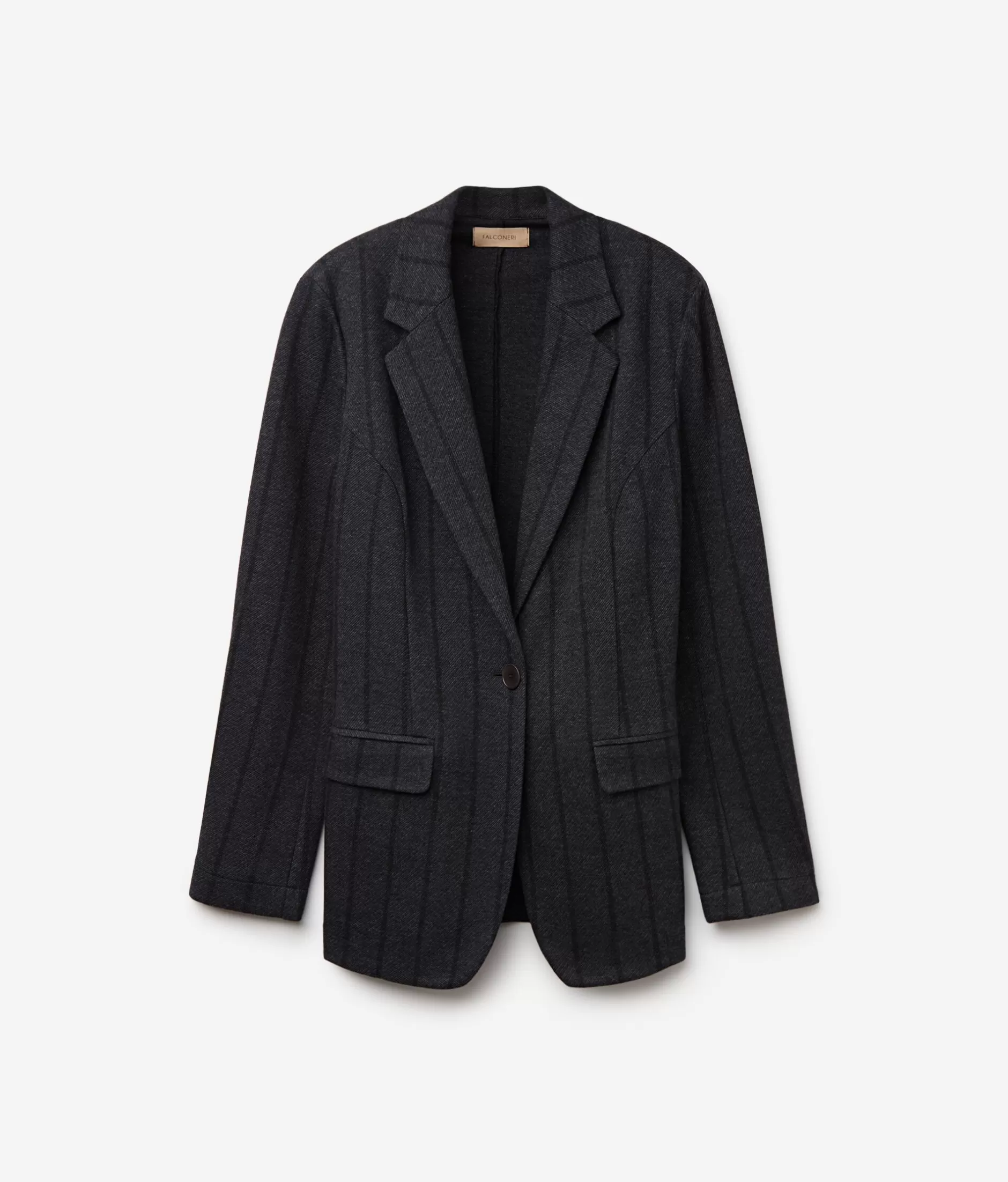 Saldi Falconeri – Giacca in Lana e Cotone Righe Sottili Grigio Antracite