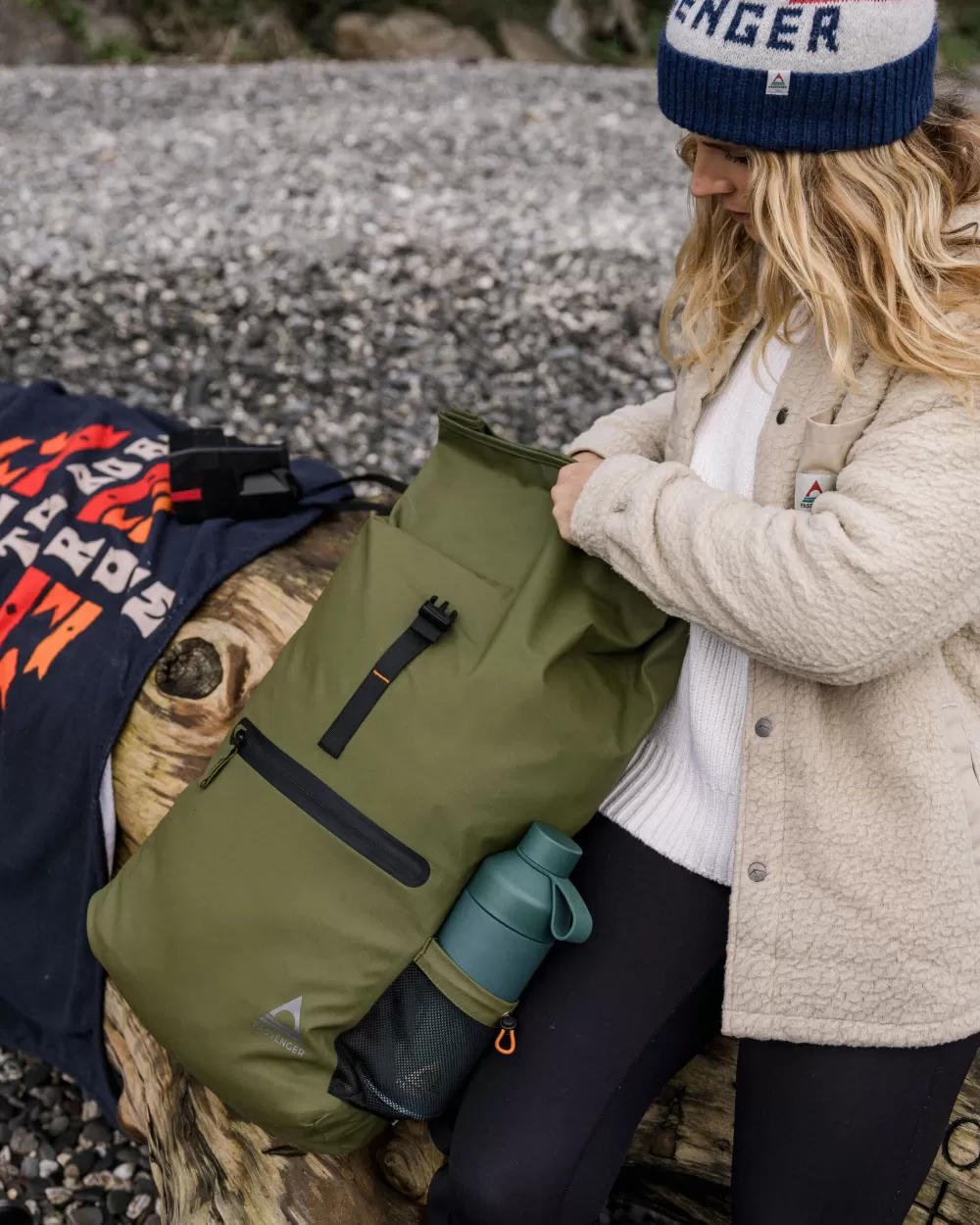 Floris van Bommel® Zaino Urbano Roll Top - Modello Unisex Impermeabile con Design Ergonomico, Capienza 25L per Viaggi e Escursioni, Tracolla Regolabile in Fibra Riciclata