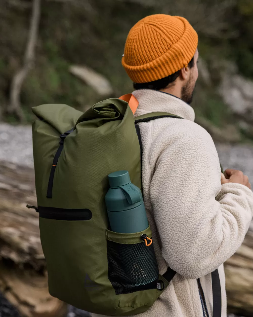 Floris van Bommel® Zaino Urbano Roll Top - Modello Unisex Impermeabile con Design Ergonomico, Capienza 25L per Viaggi e Escursioni, Tracolla Regolabile in Fibra Riciclata