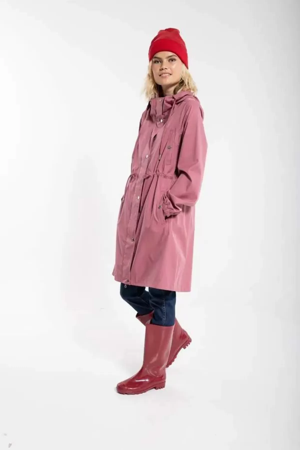Impermeabile Elegante Rosa Antico di Dame Danefæ - Stile Danaalborg Vintage