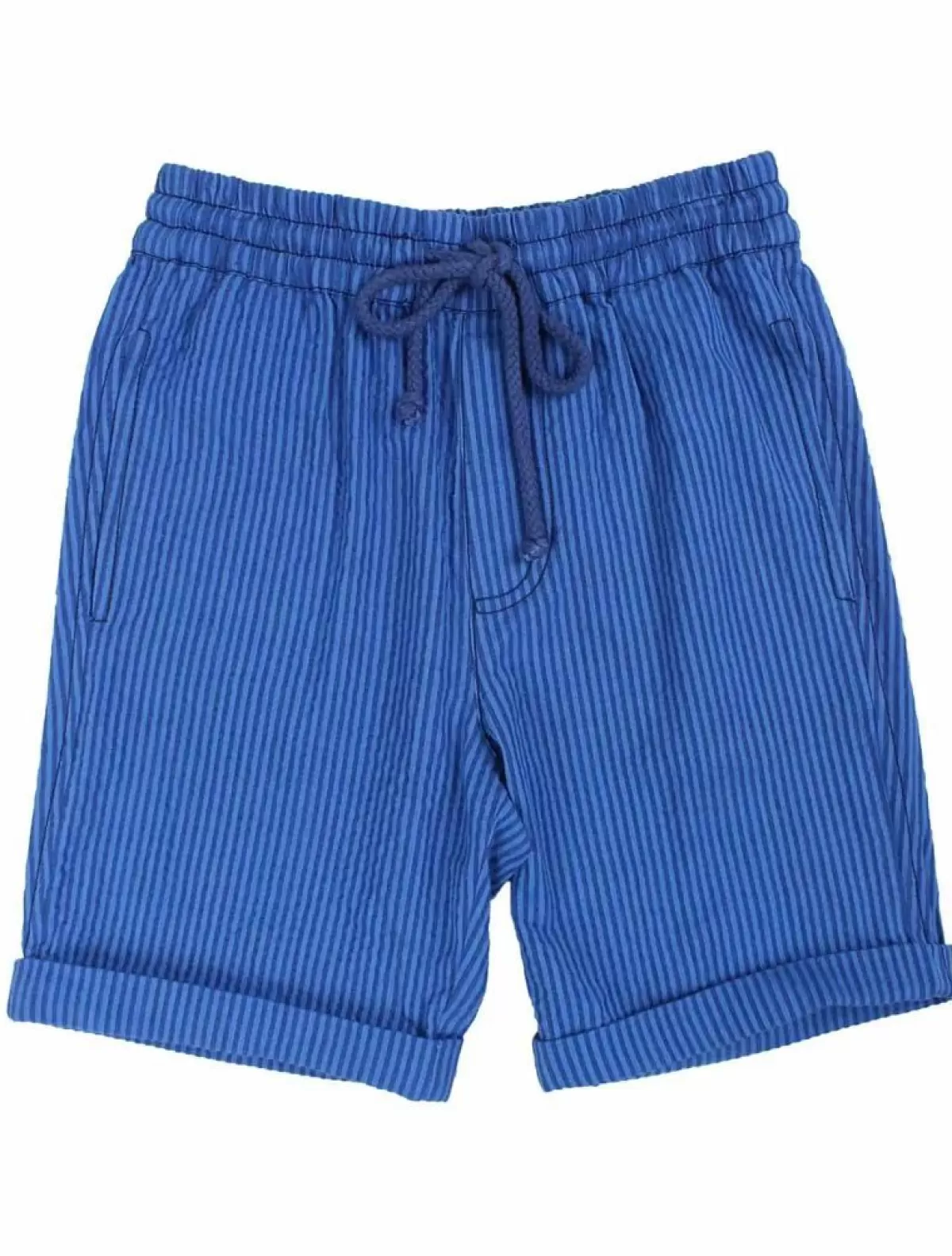 Pantaloncini Estivo Seersucker Confortevole Børn Danefæ - Blu Marino Scuro con Detagli Danalfred, Moda Casual Uomo