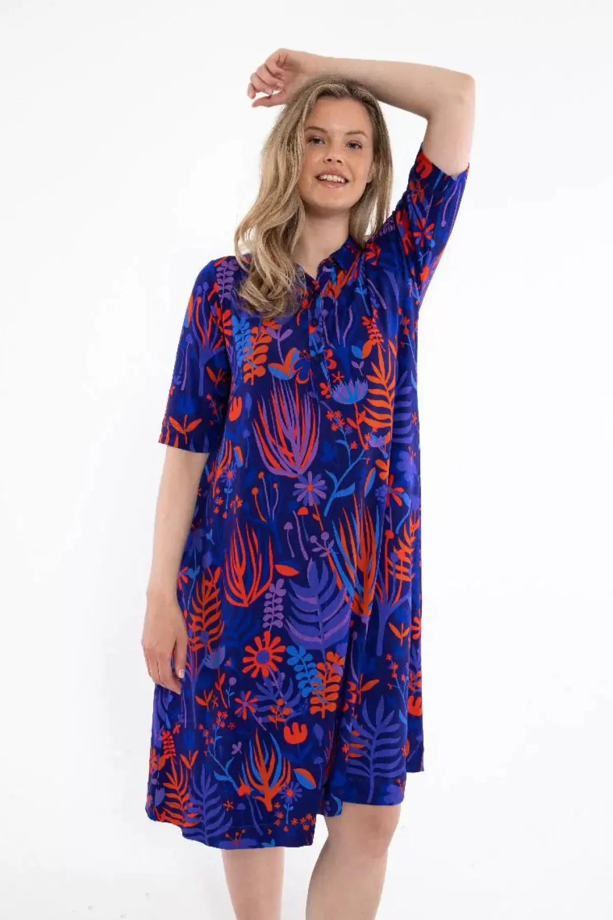 Abito Casual in Viscosa Dananemone Blu Marino Scuro - Collezione Walkabout by Dame Danefæ