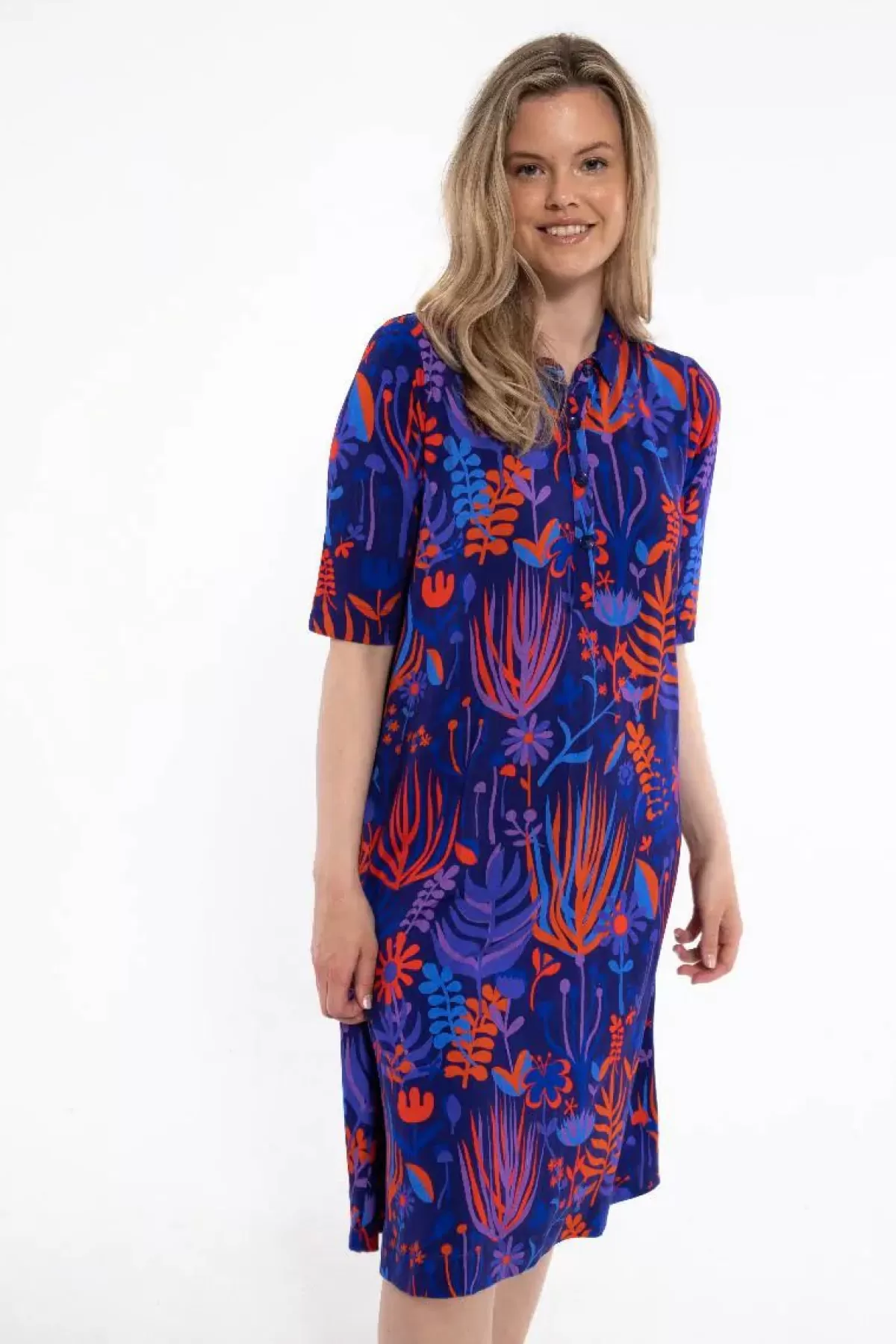 Abito Casual in Viscosa Dananemone Blu Marino Scuro - Collezione Walkabout by Dame Danefæ