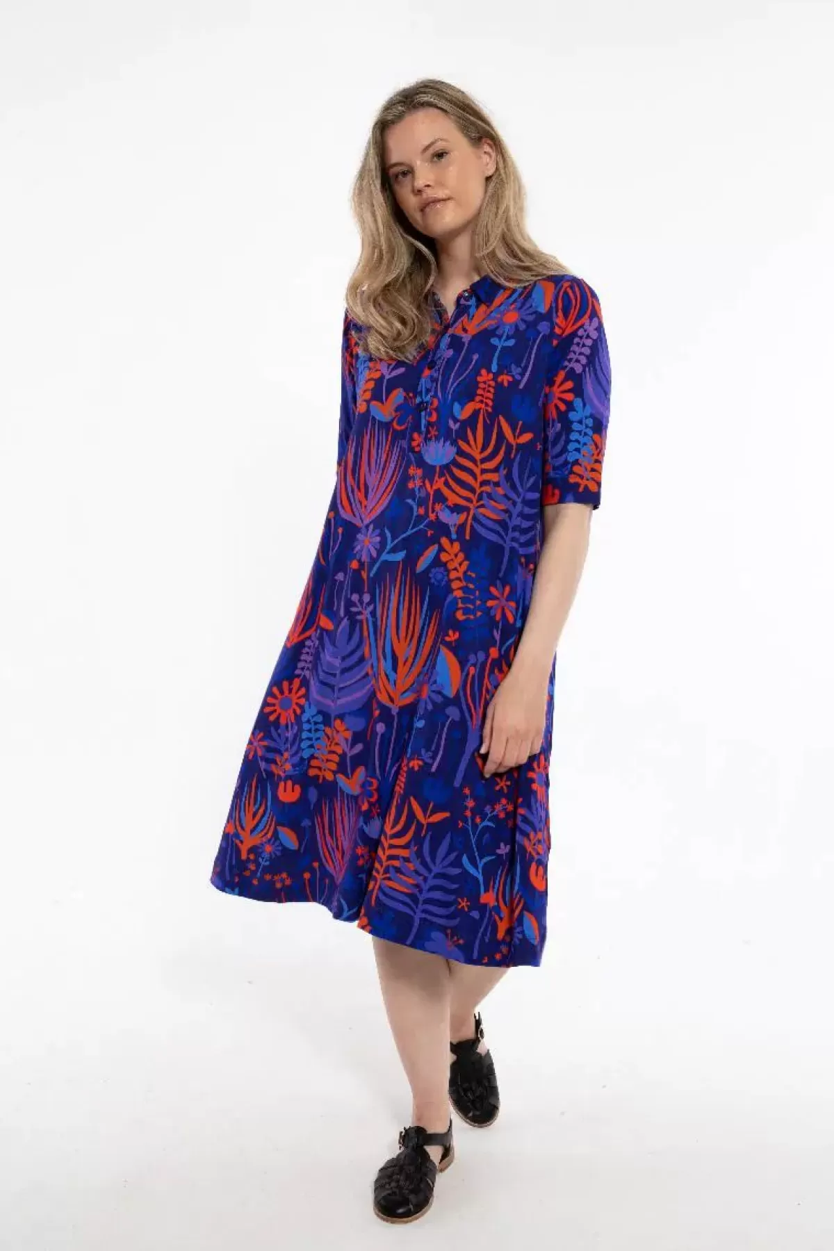 Abito Casual in Viscosa Dananemone Blu Marino Scuro - Collezione Walkabout by Dame Danefæ