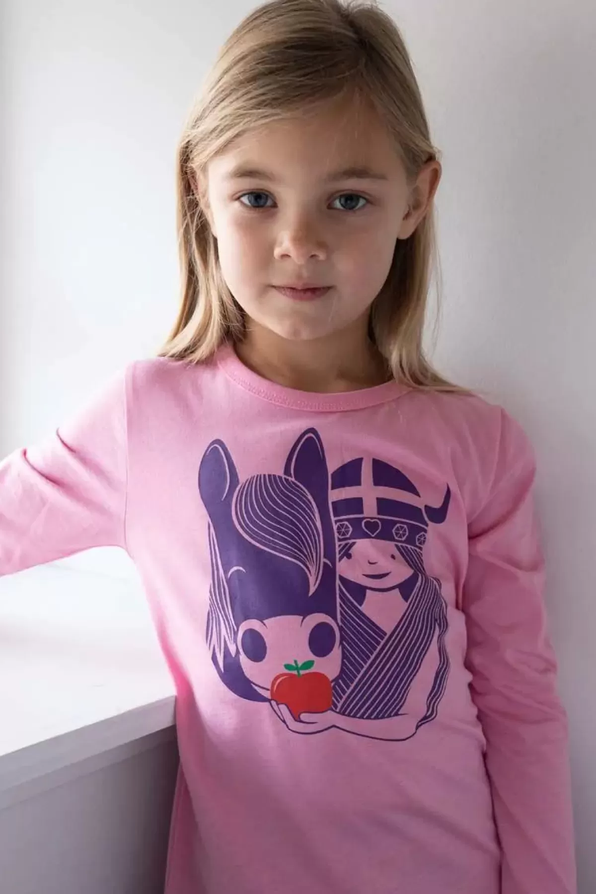 Maglia Termica Bambini Danebasic - Rosa Tenue con Ricamo Idunn, Design Confortevole