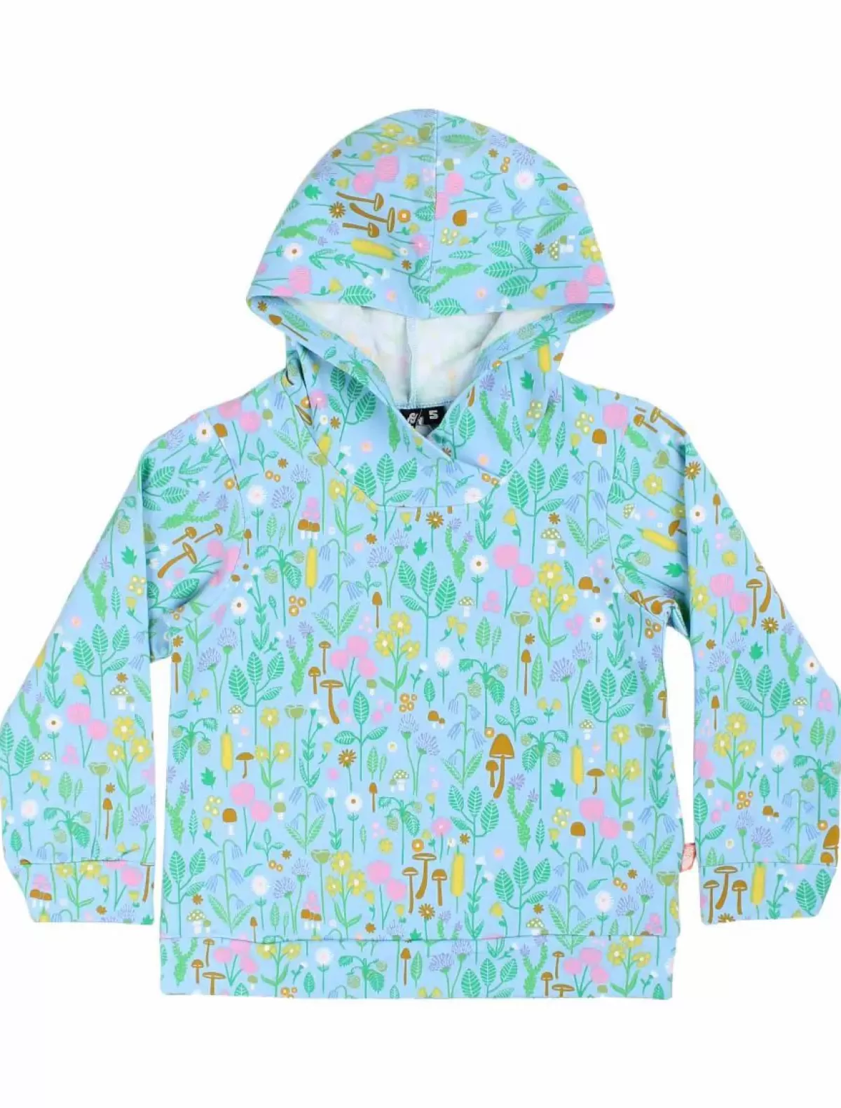 Felpa con Cappuccio Børn Danebirch - Azzurro Chiaro con Motivo Botanico per Bambini
