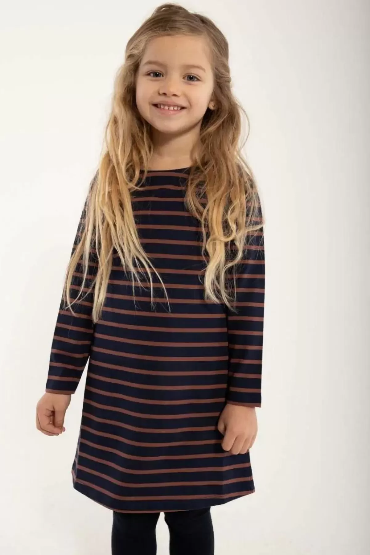 Danecaptain Vestito Elegante per Bambina - Blu Marino e Rosa Beige | Børn Danefæ Collezione Primavera