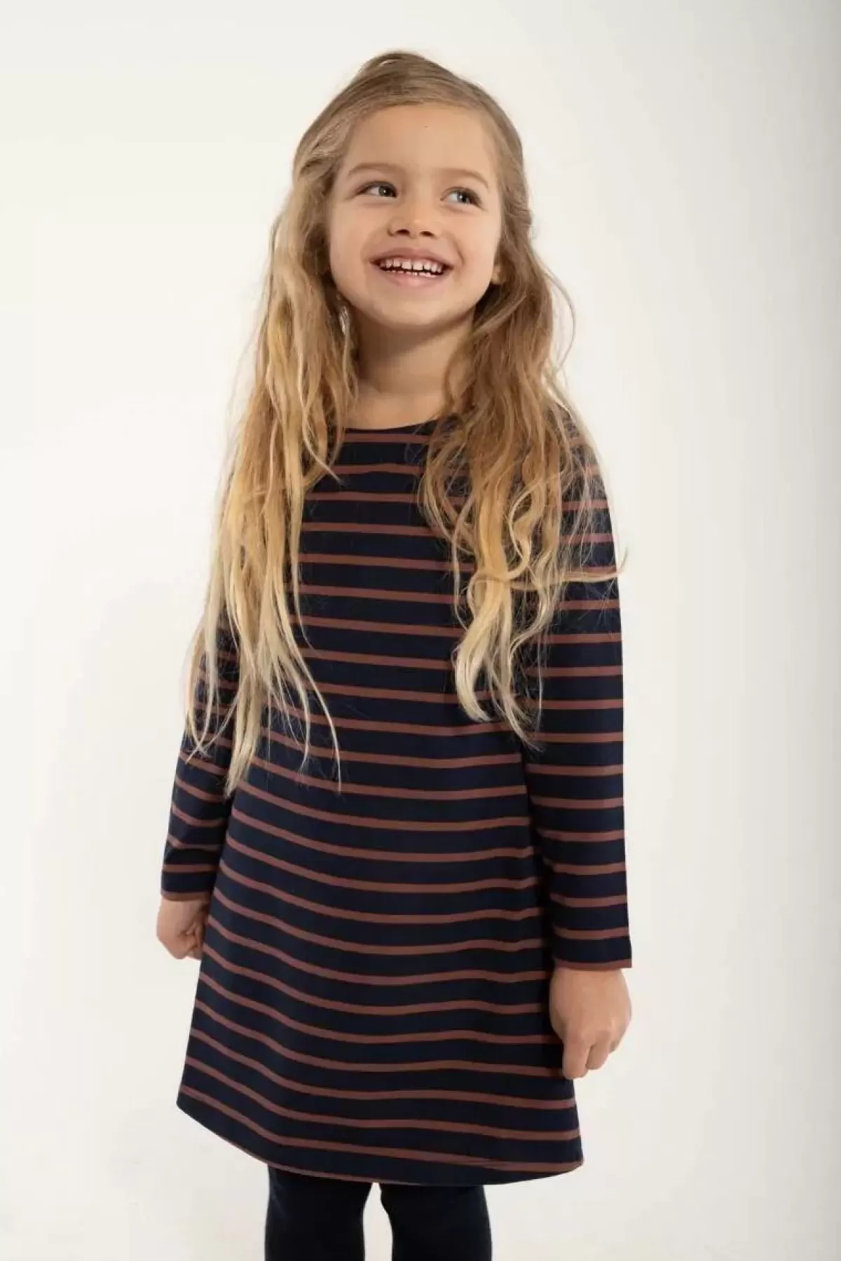 Danecaptain Vestito Elegante per Bambina - Blu Marino e Rosa Beige | Børn Danefæ Collezione Primavera