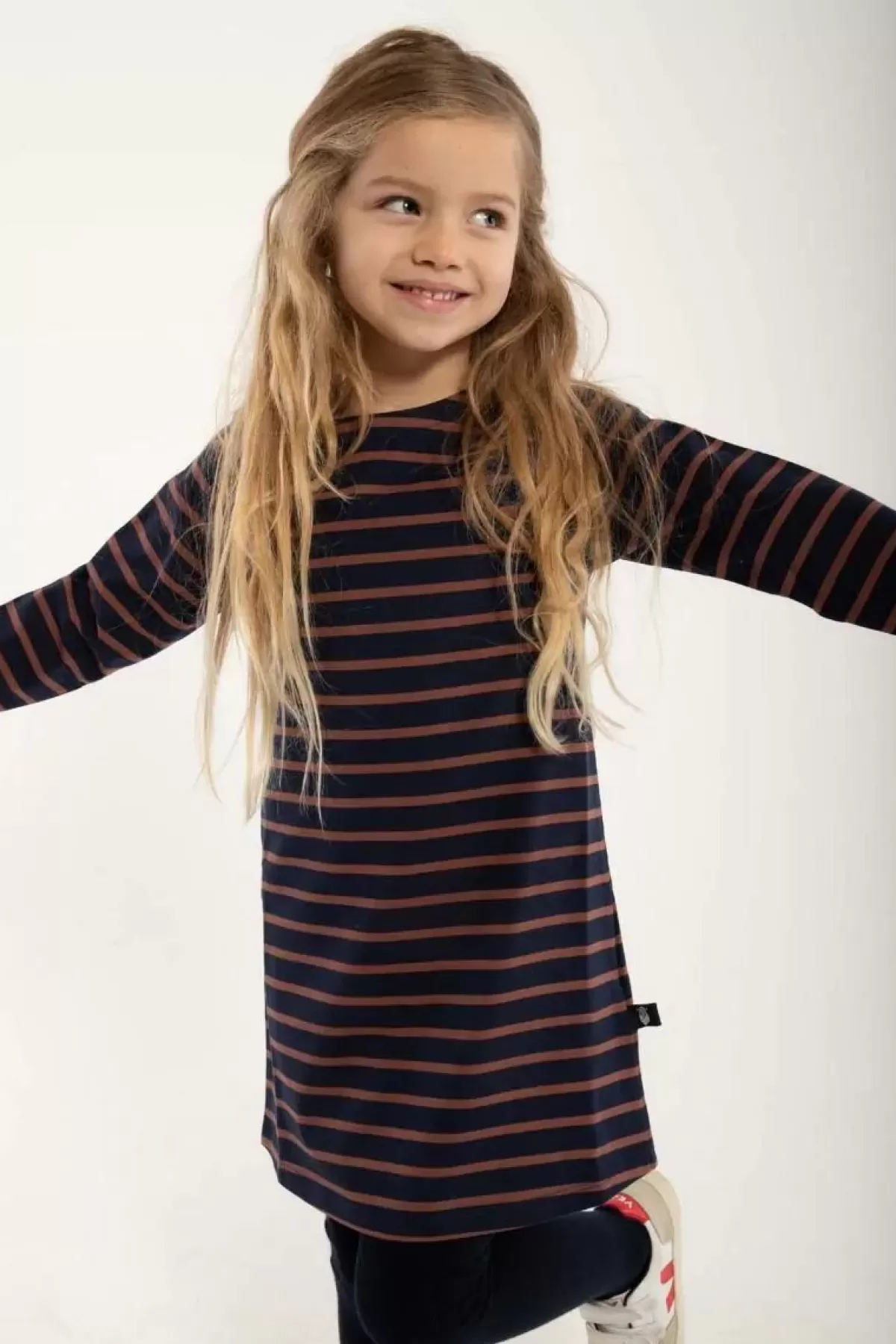 Danecaptain Vestito Elegante per Bambina - Blu Marino e Rosa Beige | Børn Danefæ Collezione Primavera