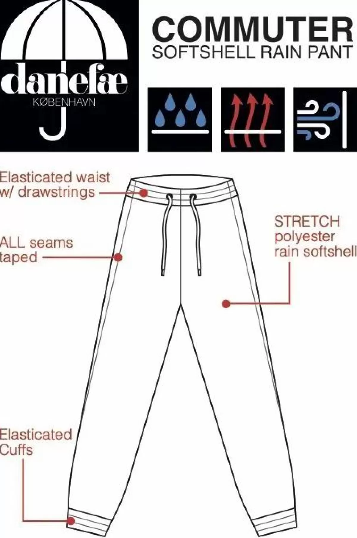Pantaloni Impermeabili Dane Commuter Uomo Donna - Blu Scuro Antivento Traspiranti per Ciclismo Urbano