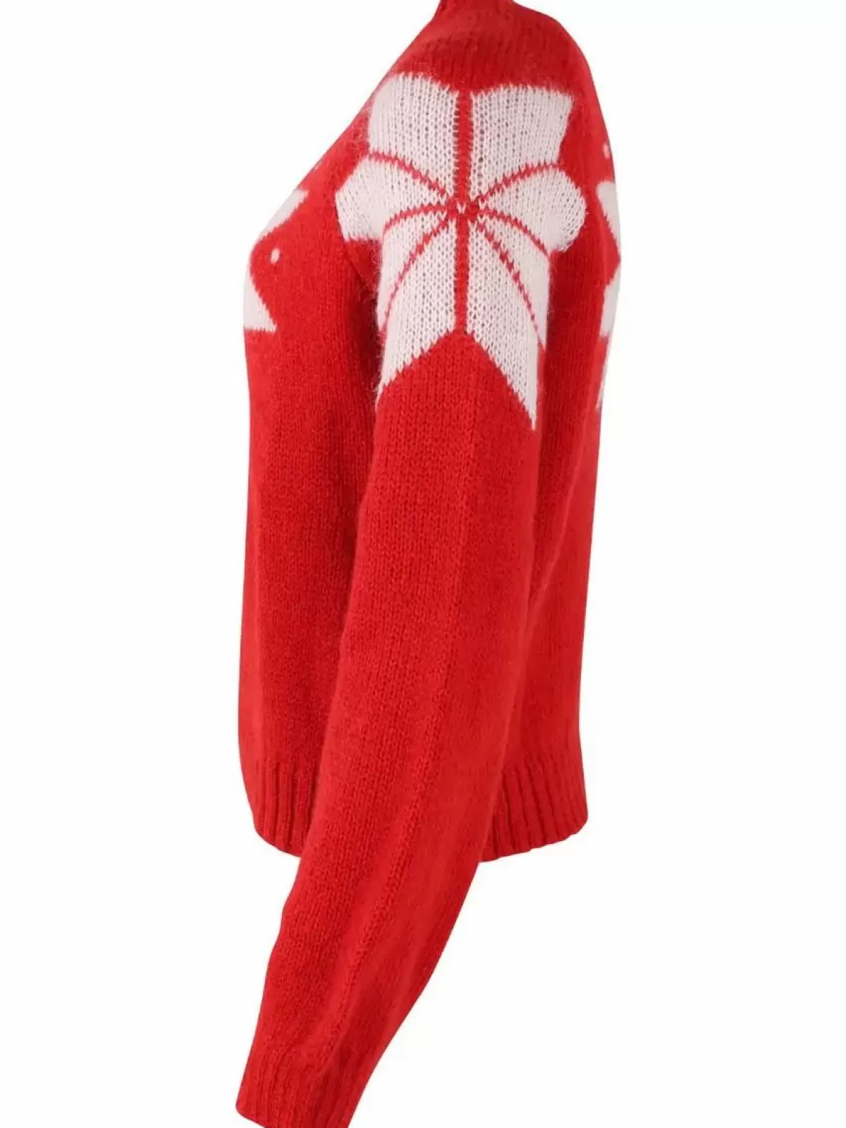 Dane Maglione in Lana Autunno/Inverno con Fantasy Fiocchi - Casual Chic Borgogna/Gesso
