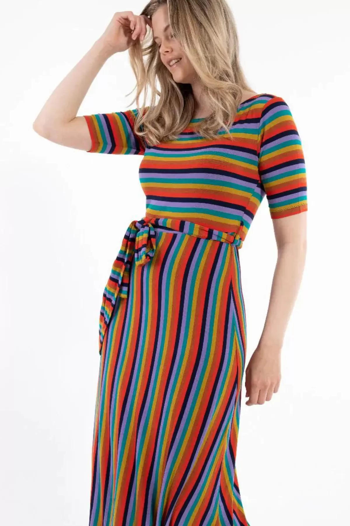 Abito Elegante in Viscosa con Riflessi Dorati - Collezione Warmglow di Dame Daneflora