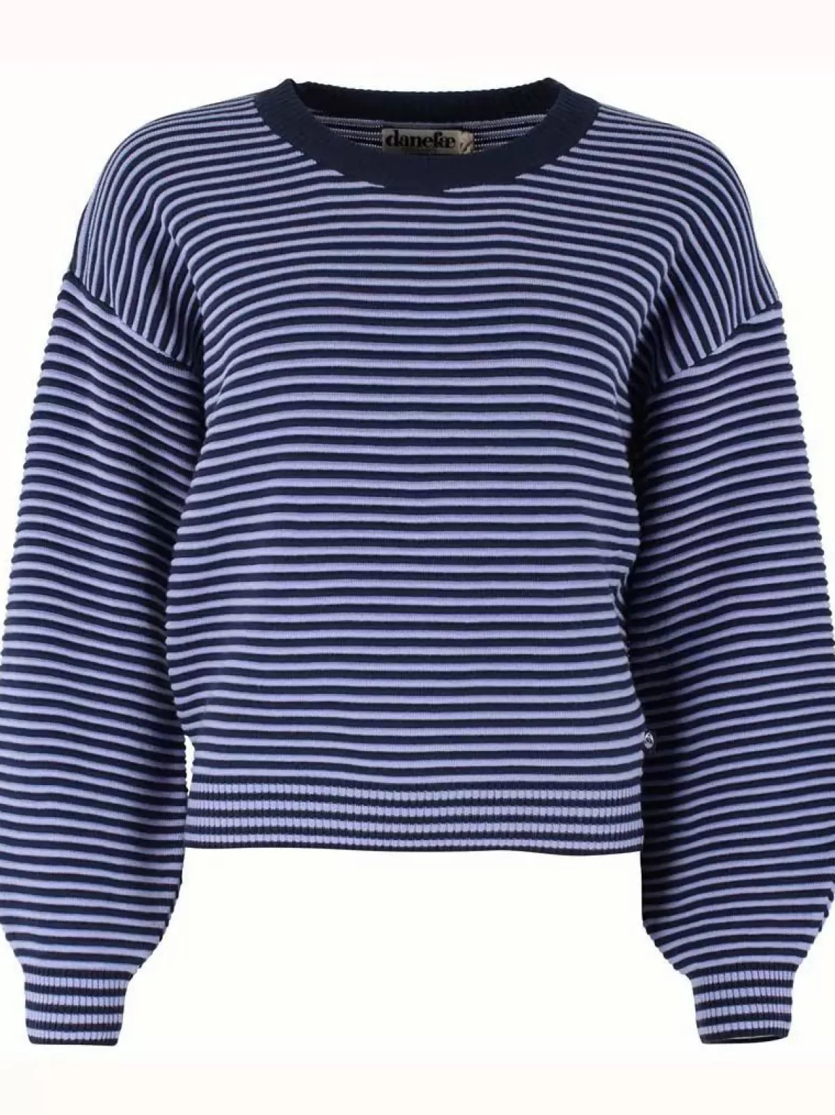 Maglione Donna Elegante in Uncinetto 3D Danegold - Lavorato a Maglia con Trama Avvolgente - Blu Notte e Viola Ghiaccio per Uno Stile Stagionale Unico