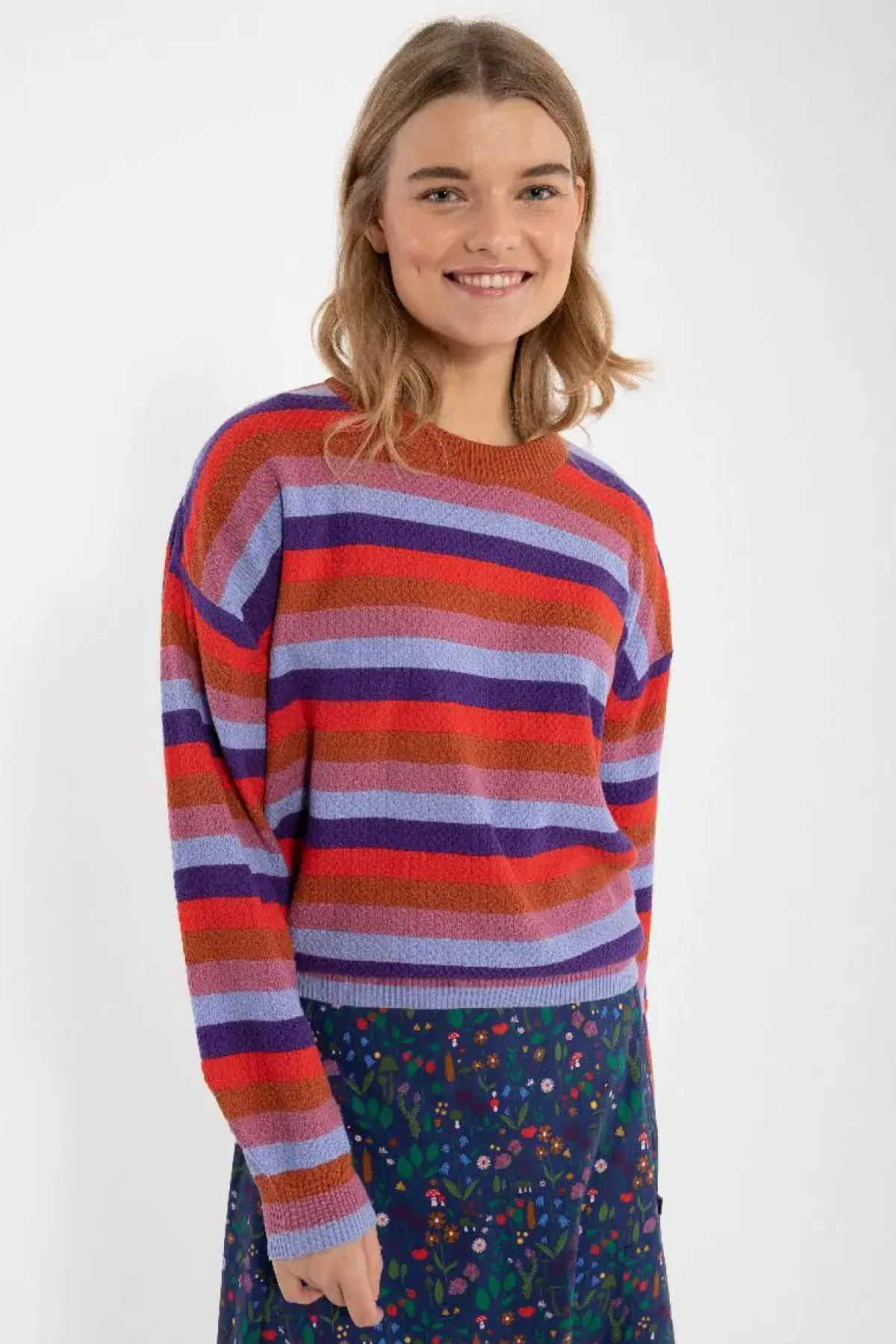 Dame Danefæ Maglione Elegante in Lavorazione a Maglia - Fantasia Multicolore con Tinta Unica, Confezione Danegold Perla