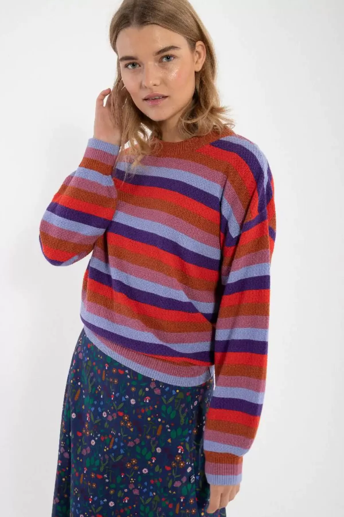 Dame Danefæ Maglione Elegante in Lavorazione a Maglia - Fantasia Multicolore con Tinta Unica, Confezione Danegold Perla