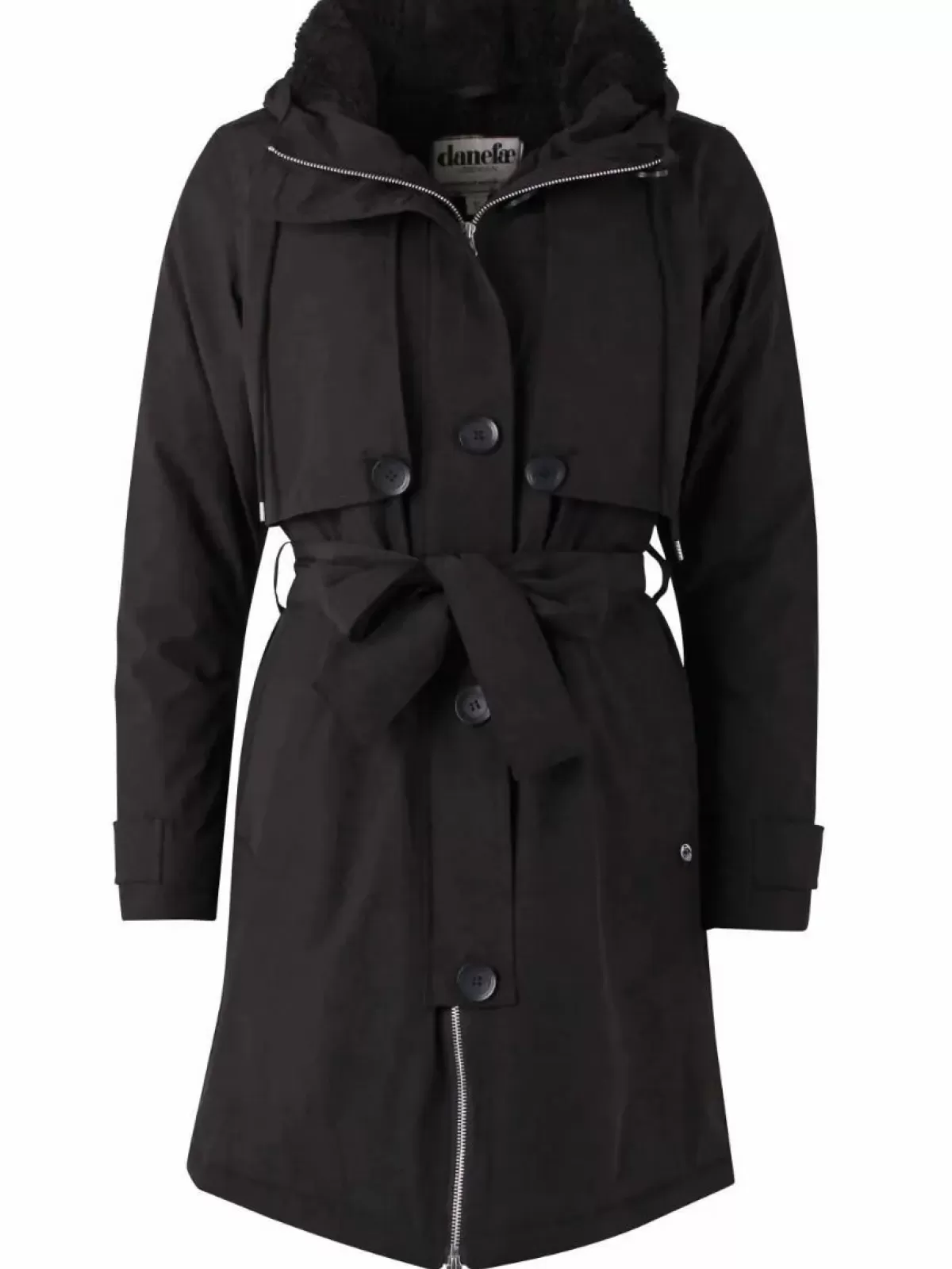 Parka Invernale Donna Danefæ - Giacca Lunga Riscaldata con Materiale Elastico, Cappuccio Regolabile e Chiusura Impermeabile Nero Antracite