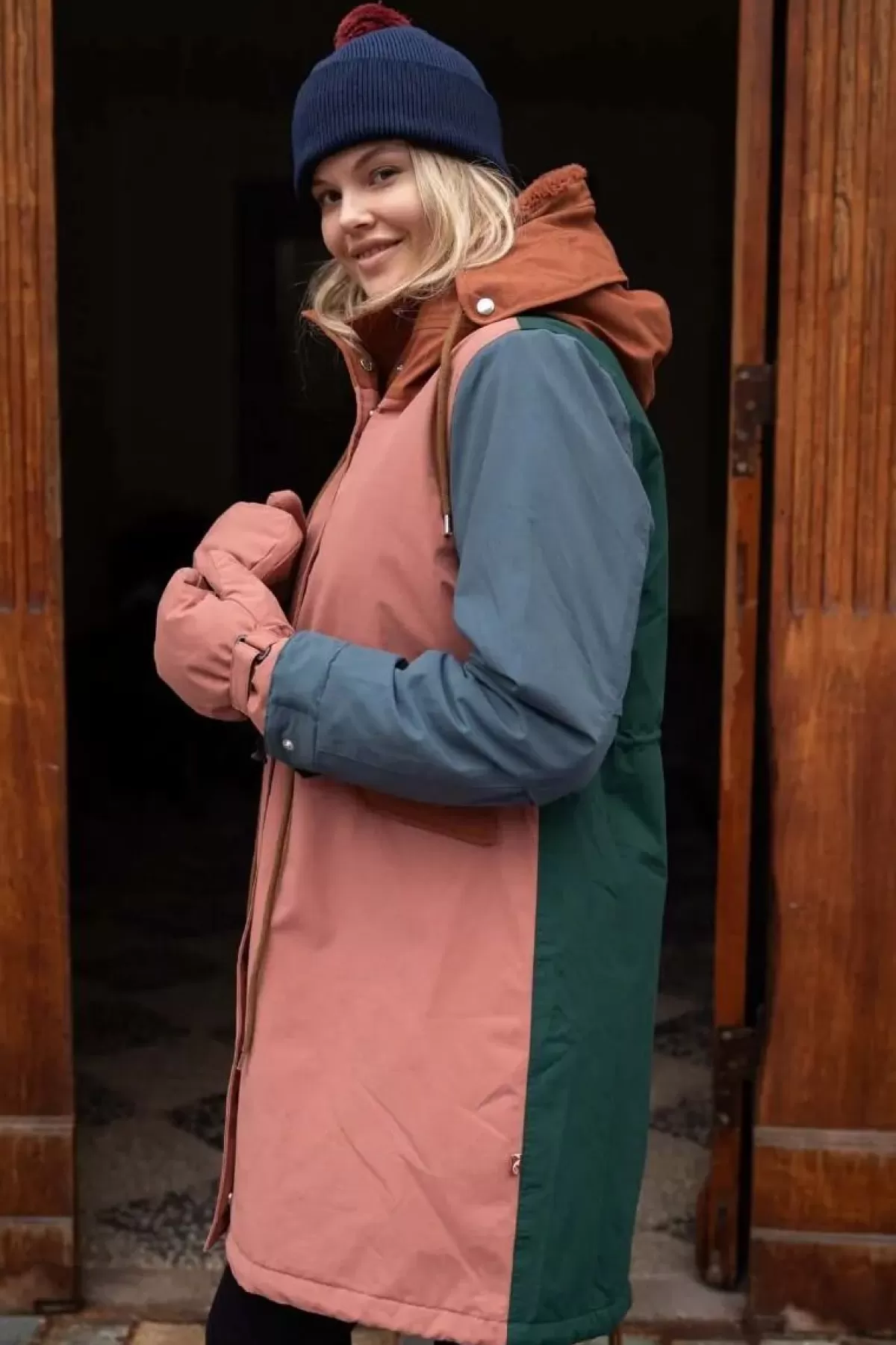 Daneffae Guanti invernali Donna - Morbida Lana Rosa Sabbia con Design Elegante