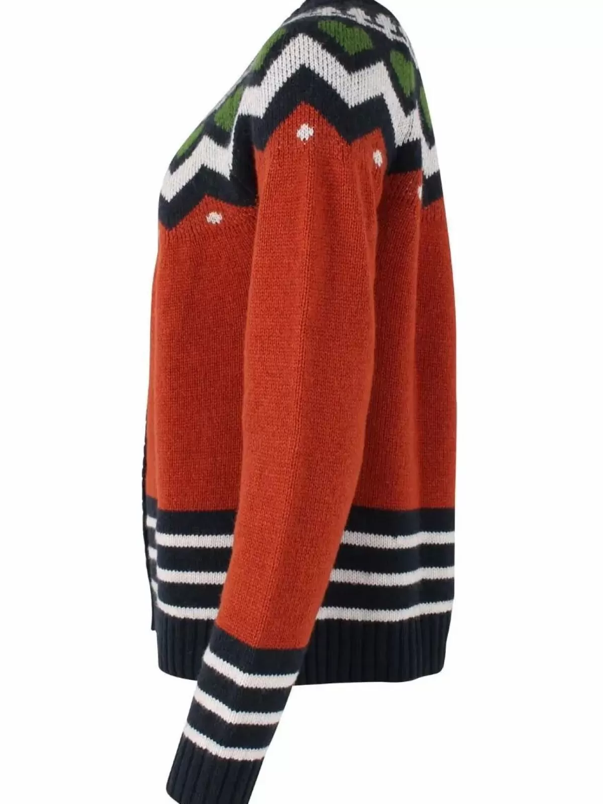 Danehareskov - Cardigan Donna in Tinta Mattonella, Blu Marino e Crema - Maglione Casual con Finiture Contrastanti