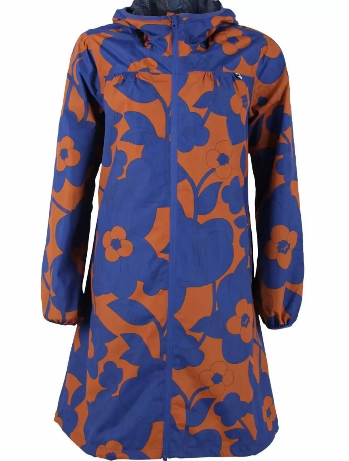 Impermeabile Elegante Dame Danefæ - Blu Oceano e Fioritura Vivace, Giacca Antipioggia Unisex con Cappuccio