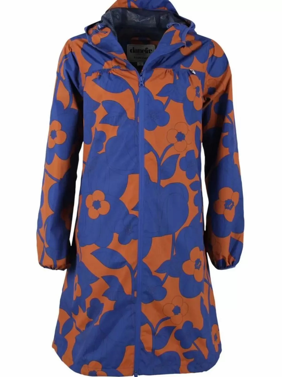 Impermeabile Elegante Dame Danefæ - Blu Oceano e Fioritura Vivace, Giacca Antipioggia Unisex con Cappuccio