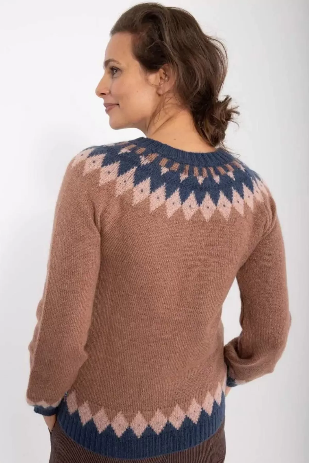 Maglione casual in Mohair Danehot Stove - Rosa Sabbia, Rosa Polvere e Blu Marino - Design confortevole Dame Danefæ
