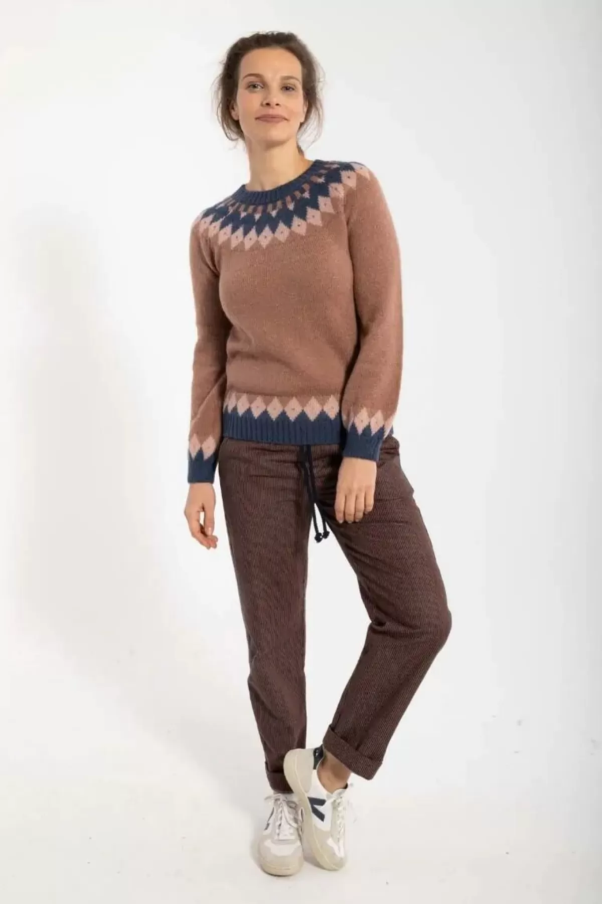 Maglione casual in Mohair Danehot Stove - Rosa Sabbia, Rosa Polvere e Blu Marino - Design confortevole Dame Danefæ