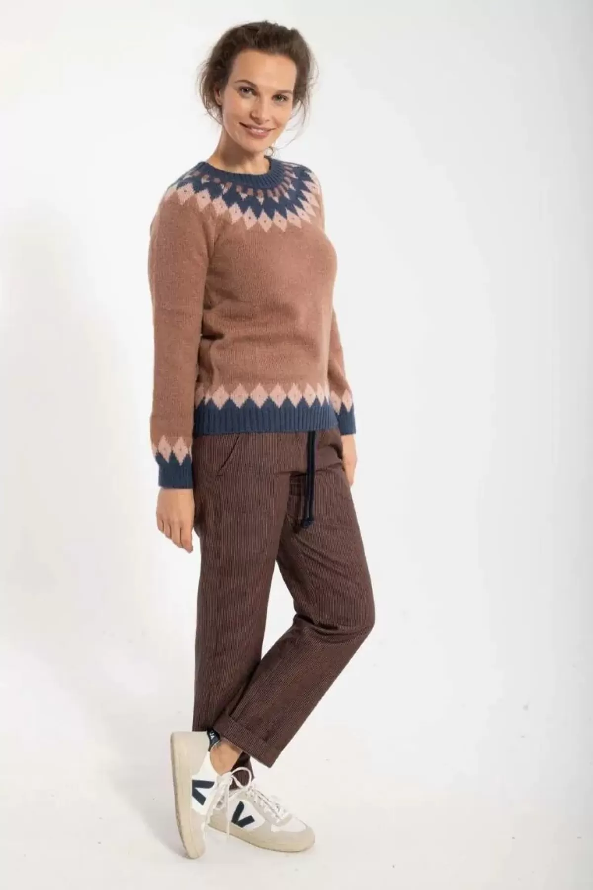 Maglione casual in Mohair Danehot Stove - Rosa Sabbia, Rosa Polvere e Blu Marino - Design confortevole Dame Danefæ