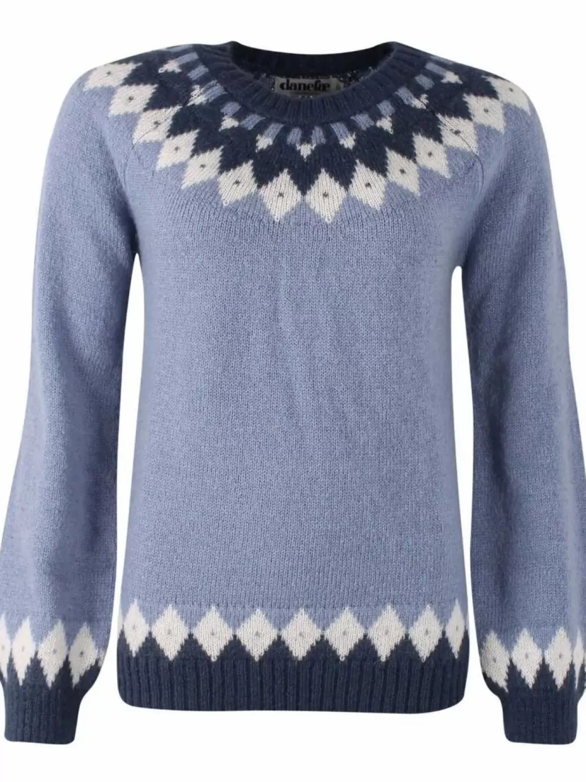 Maglione in Mohair Confortevole Danehot Stove - Design Elegante con Dettagli Porcellana, Gesso e Blu Marina | Collezione Dame Danefæ