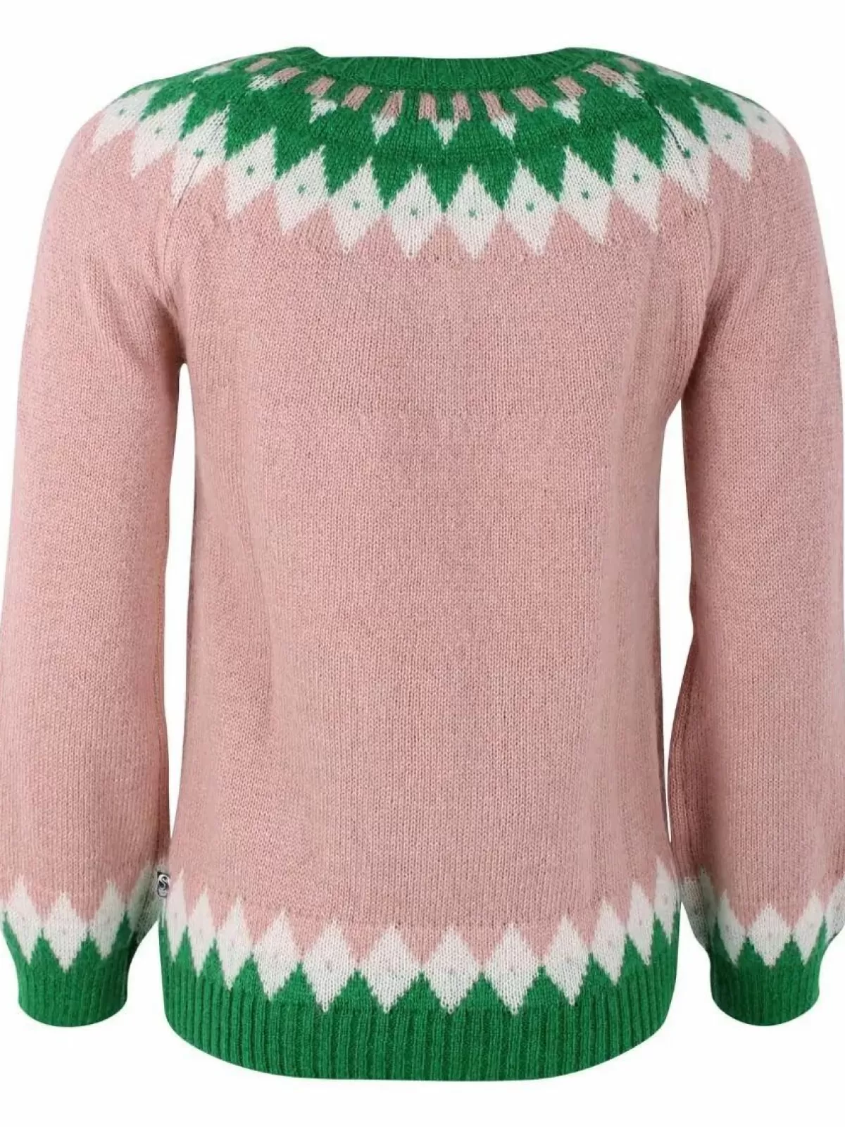 Maglione Elegante in Mohair Danehot Stove - Rosa Polvere, Gesso e Verde | Dame Danefæ